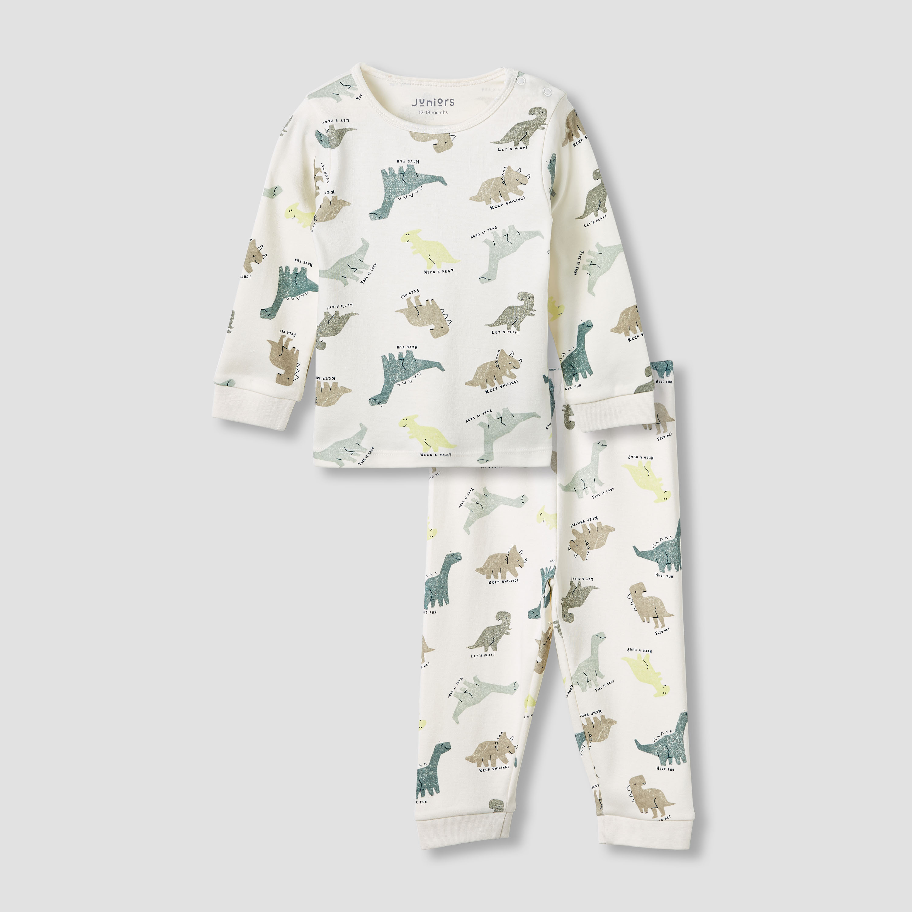 Juniors Dinosaur Print T-shirt and Pyjama Set-baby-boys-clothing-nightwear-pyjamasets-image-2