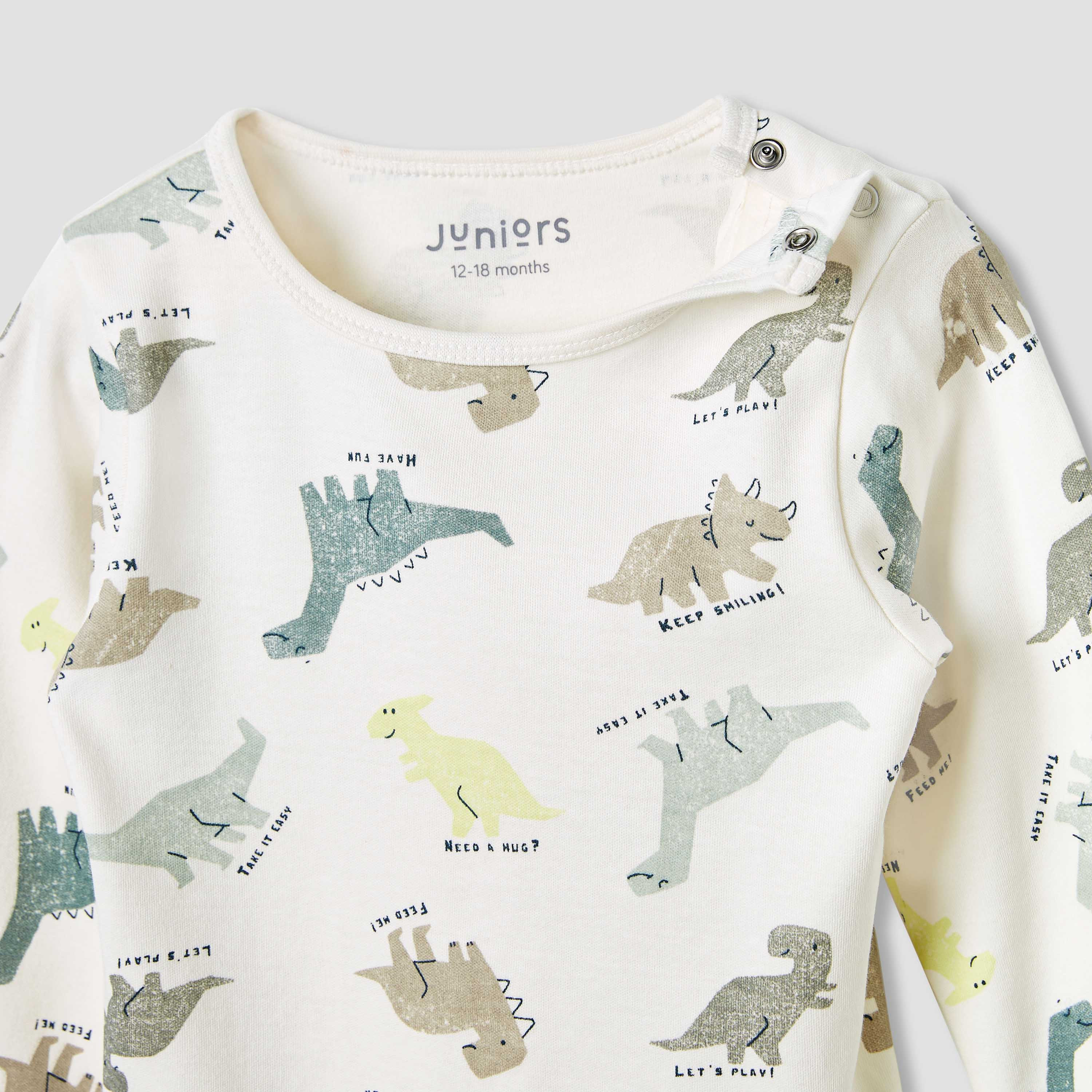 Juniors Dinosaur Print T-shirt and Pyjama Set-baby-boys-clothing-nightwear-pyjamasets-image-5