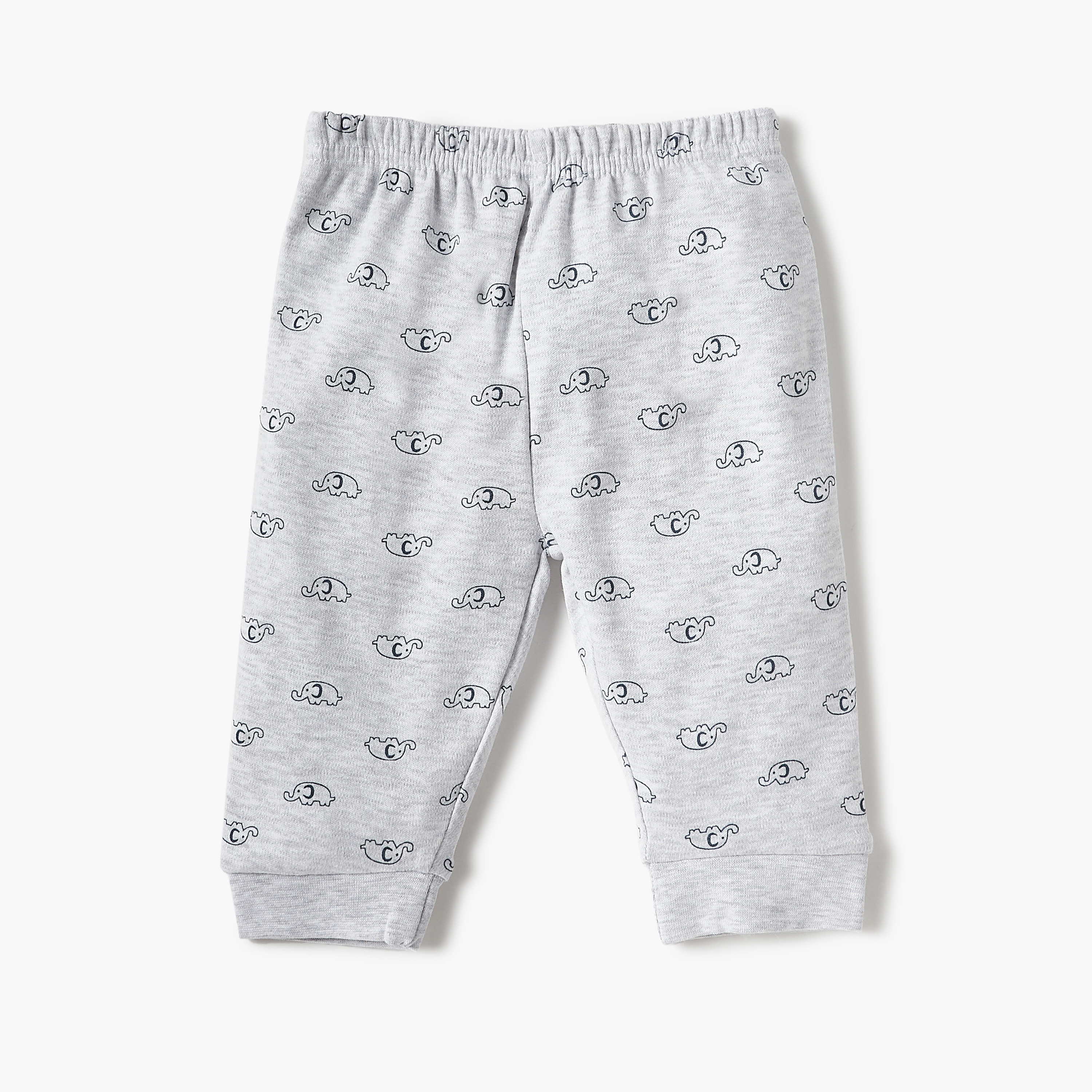 Juniors Elephant Print Long Sleeves T-shirt and Elasticated Pyjama Set-baby-boys-clothing-nightwear-pyjamasets-image-3