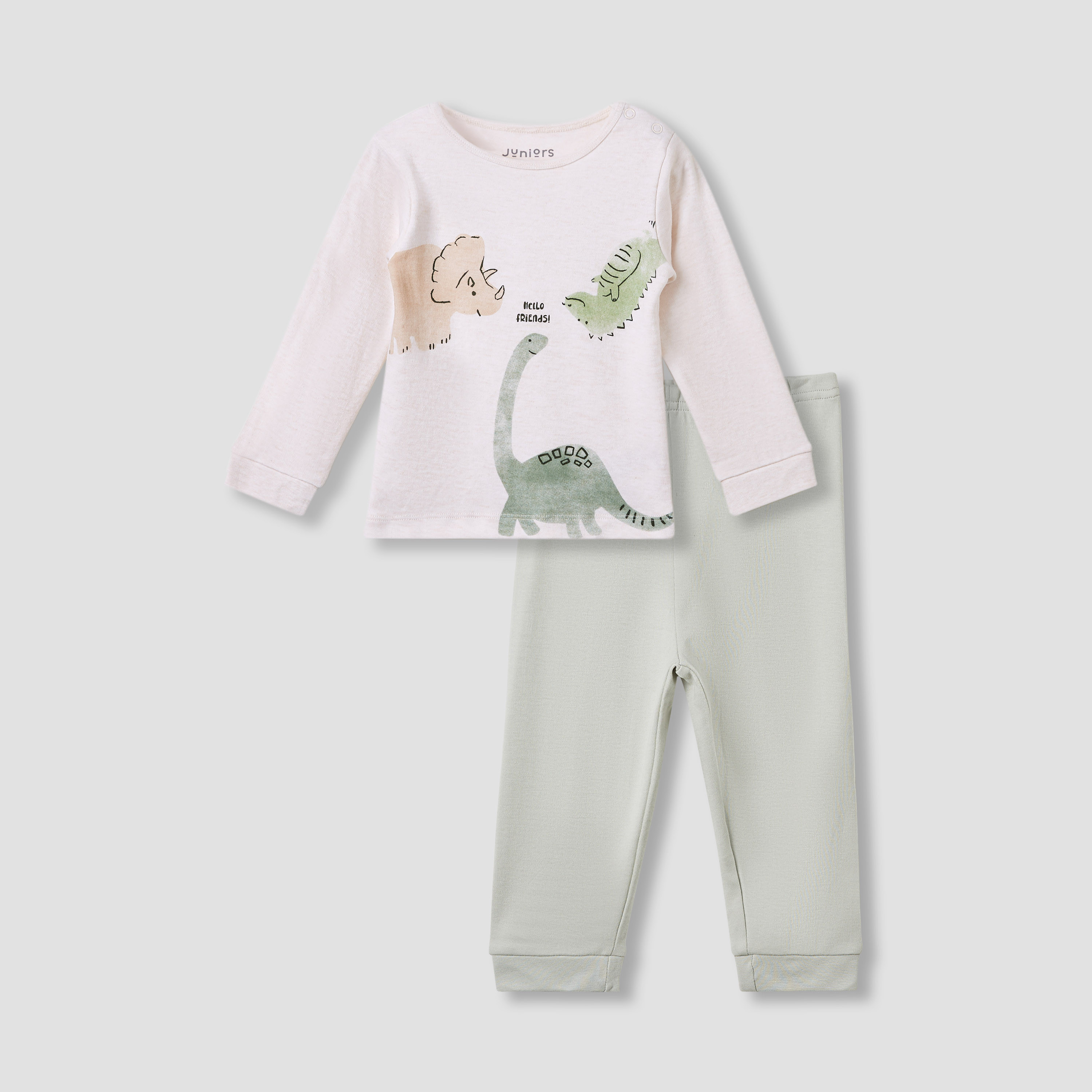 Juniors Dinosaur Print T-shirt and Pyjama Set-baby-boys-clothing-nightwear-pyjamasets-image-1