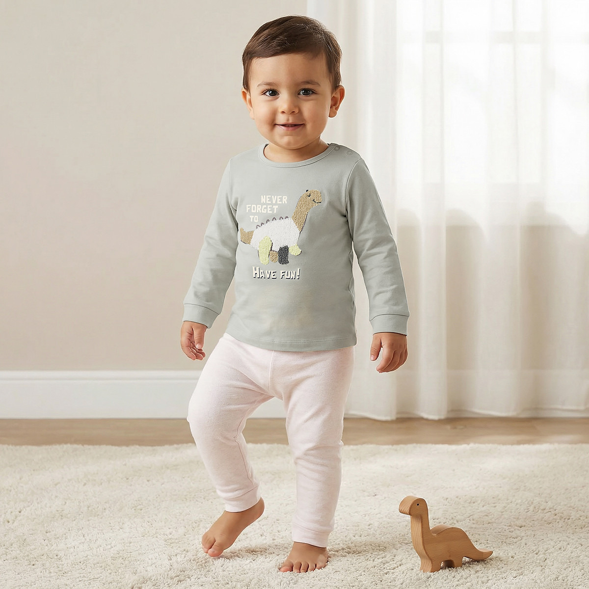 Juniors Dinosaur Print T-shirt and Pyjama Set-baby-boys-clothing-nightwear-pyjamasets-image-1