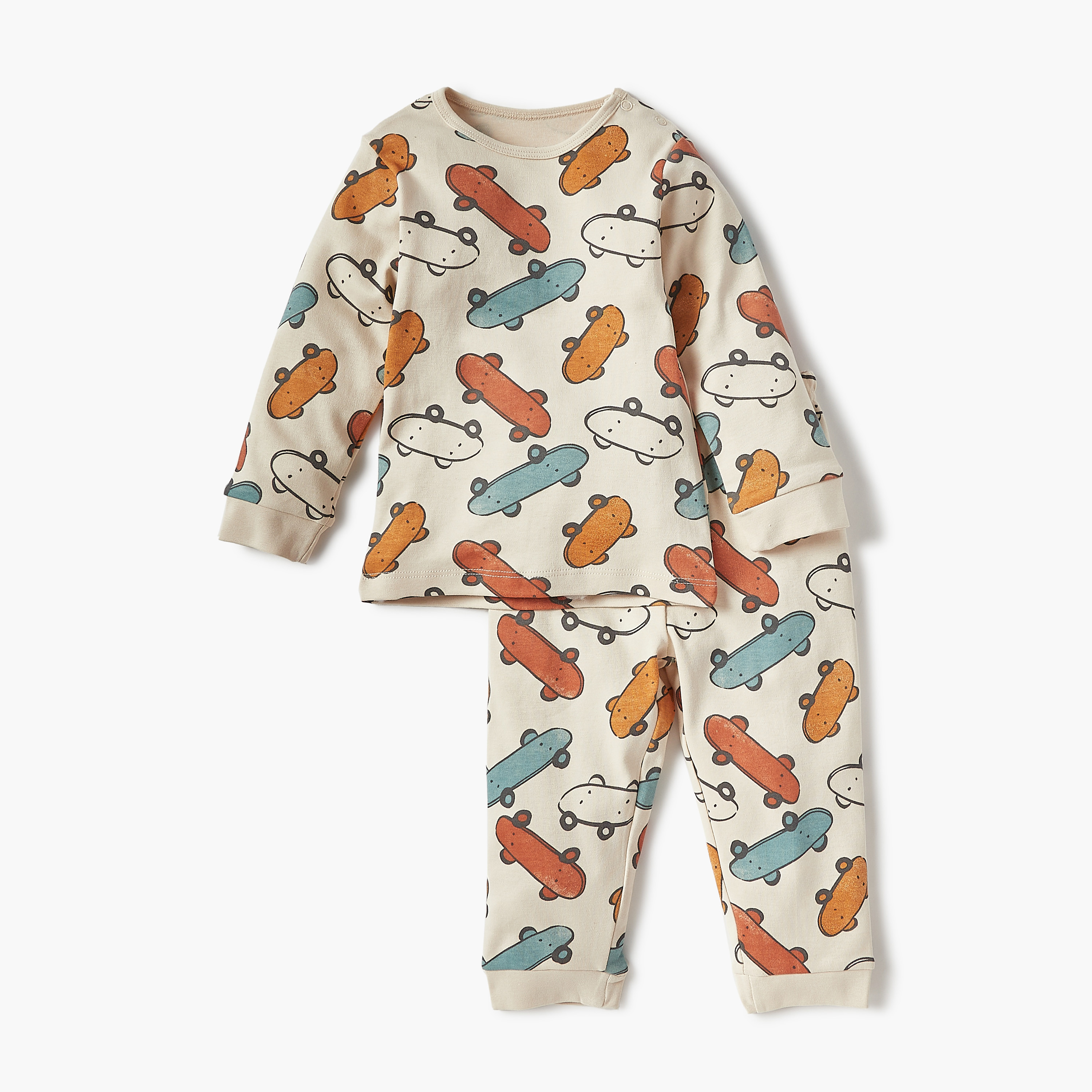 طقم بنطلون بيجاما بخصر مطاطي وتيشيرت بأكمام طويلة وطبعات من جونيورز-baby-boys-clothing-nightwear-pyjamasets-image-1
