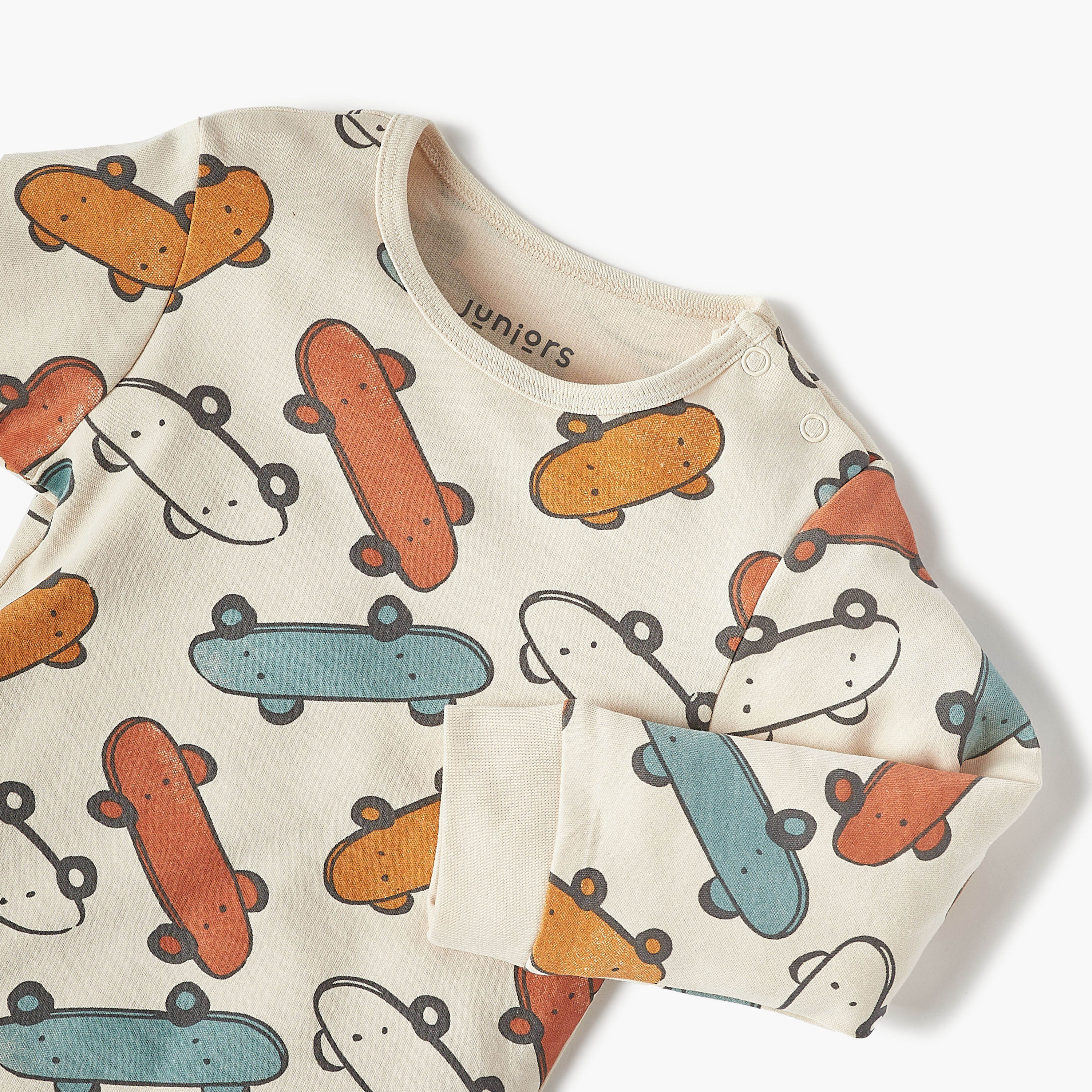 طقم بنطلون بيجاما بخصر مطاطي وتيشيرت بأكمام طويلة وطبعات من جونيورز-baby-boys-clothing-nightwear-pyjamasets-image-4