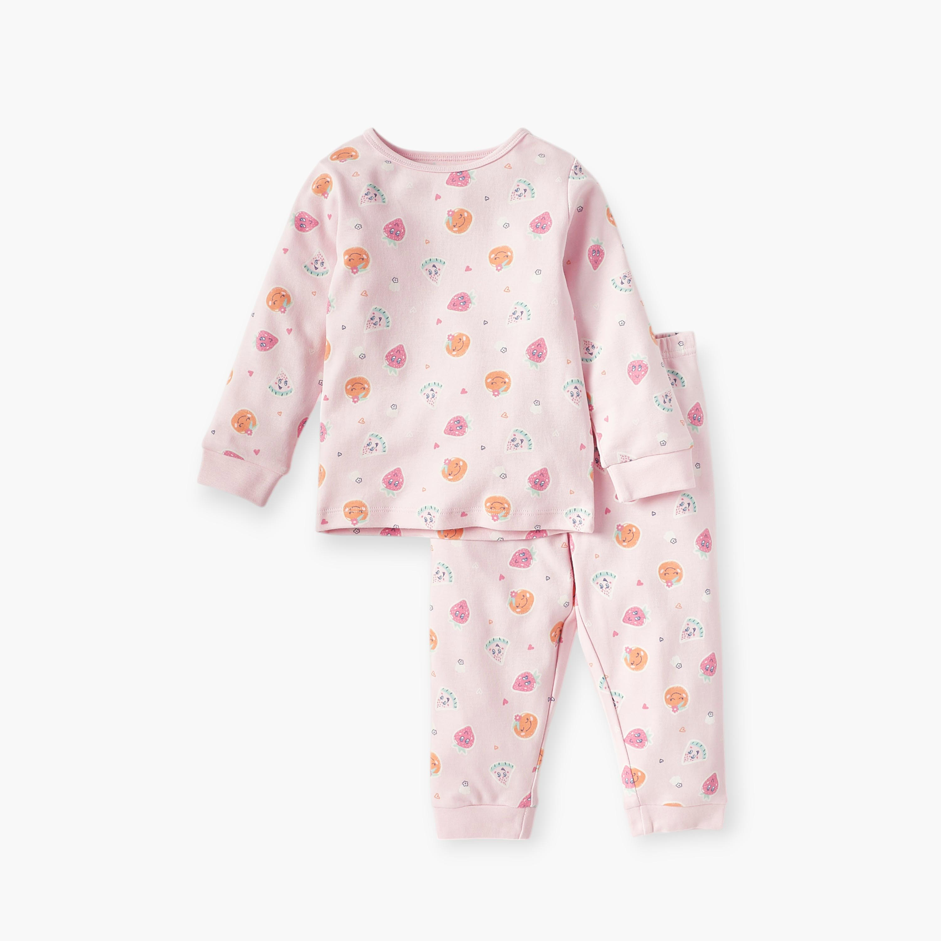 Juniors Printed Long Sleeves T-shirt and Pyjama Set-baby-girls-clothing-nightwear-pyjamasets-image-2