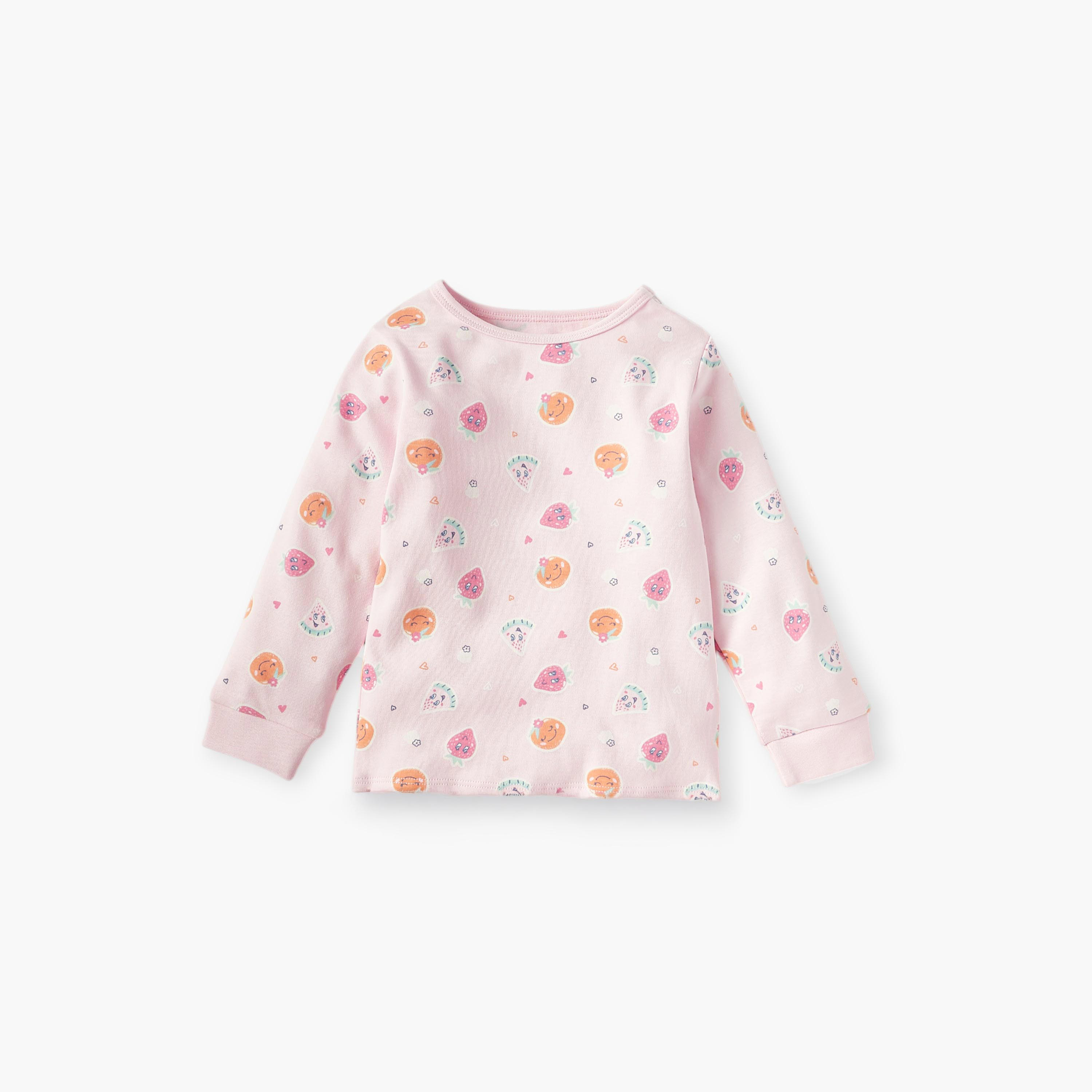 Juniors Printed Long Sleeves T-shirt and Pyjama Set-baby-girls-clothing-nightwear-pyjamasets-image-3