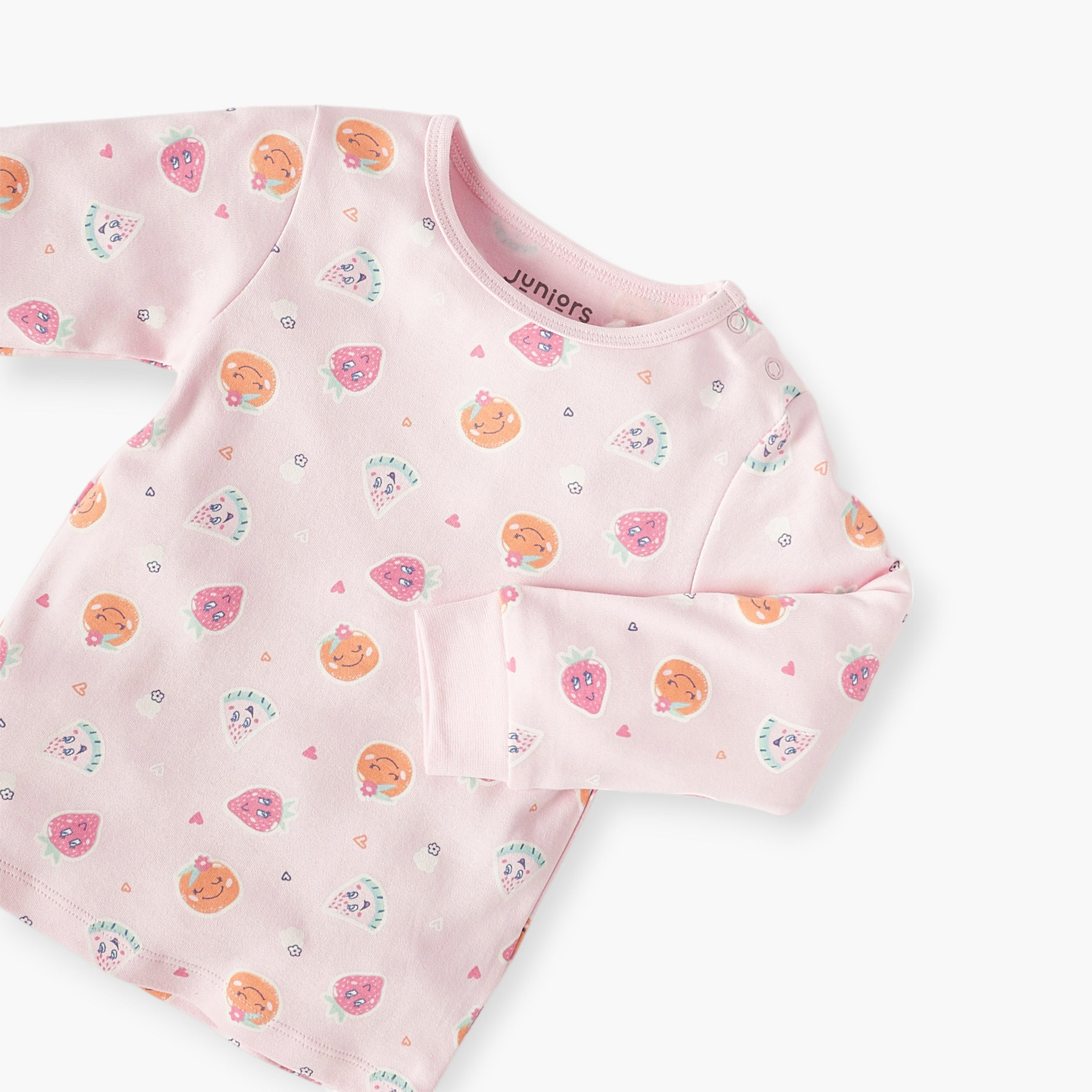 Juniors Printed Long Sleeves T-shirt and Pyjama Set-baby-girls-clothing-nightwear-pyjamasets-image-5