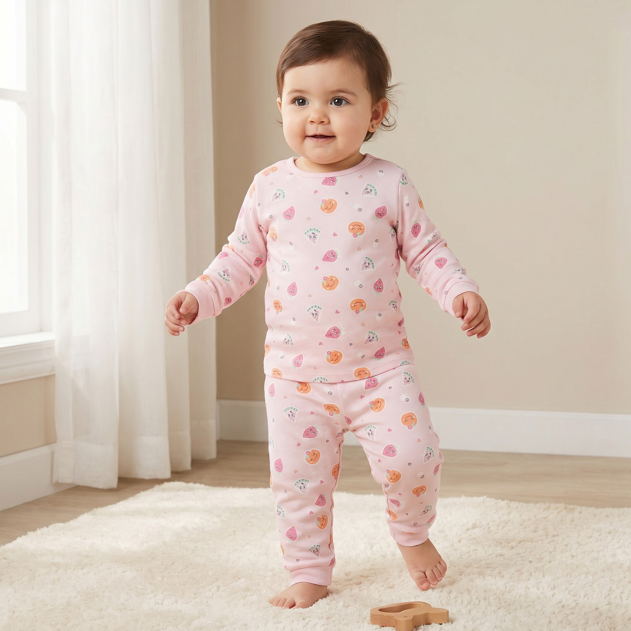 Juniors Printed Long Sleeves T-shirt and Pyjama Set-baby-girls-clothing-nightwear-pyjamasets-image-1