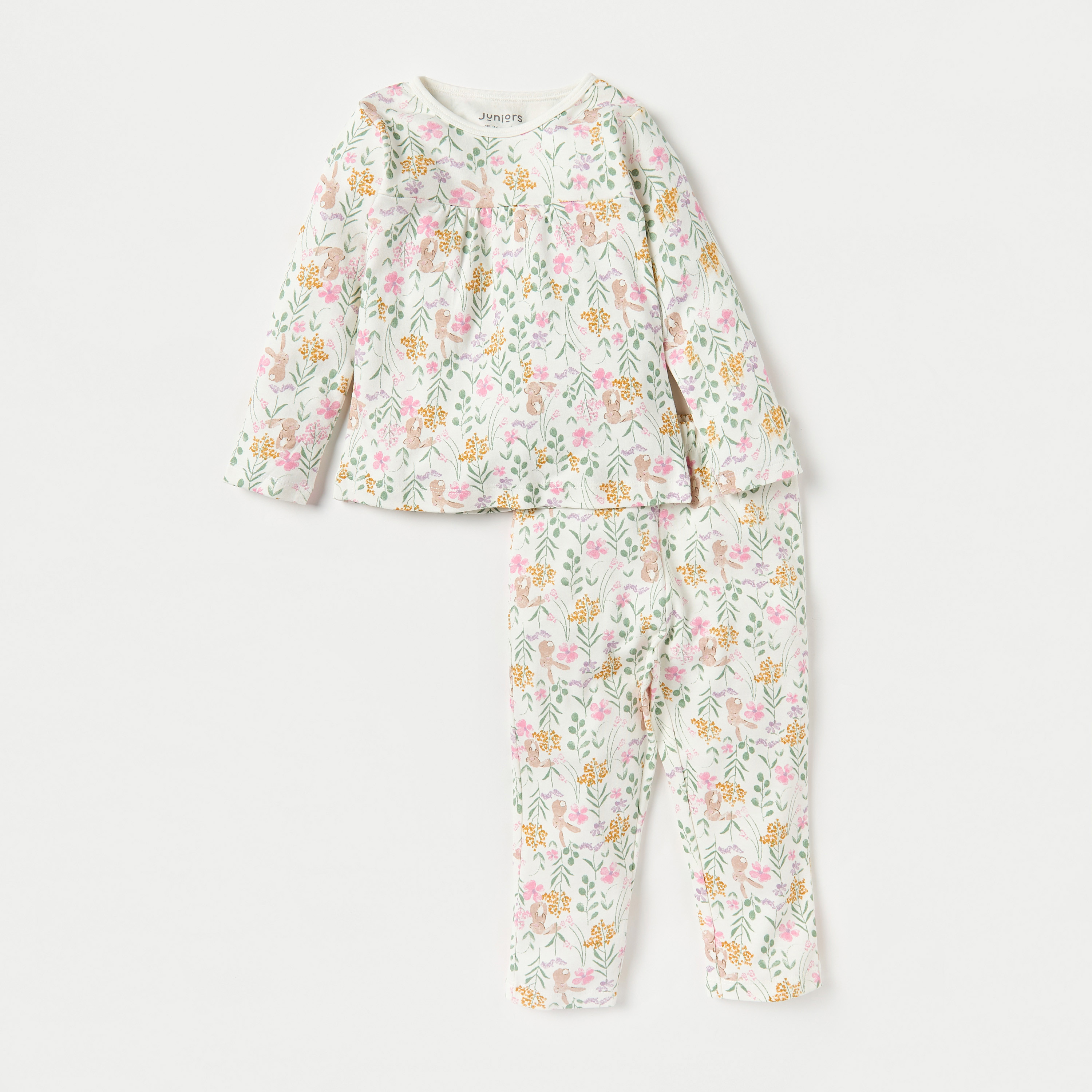 طقم بنطلون بيجاما وبلوزة بطبعات أزهار من جونيورز-baby-girls-clothing-nightwear-pyjamasets-image-1