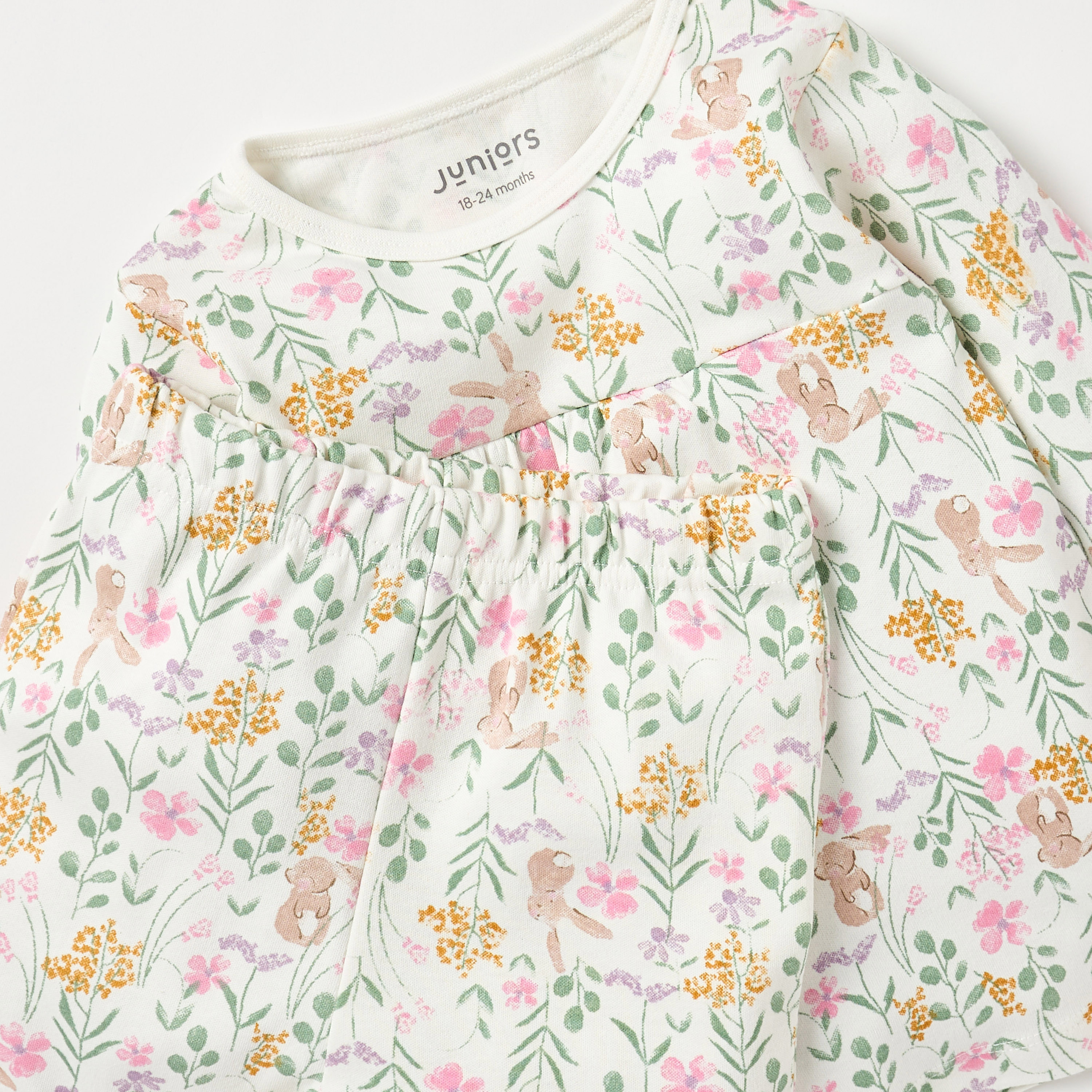 طقم بنطلون بيجاما وبلوزة بطبعات أزهار من جونيورز-baby-girls-clothing-nightwear-pyjamasets-image-4
