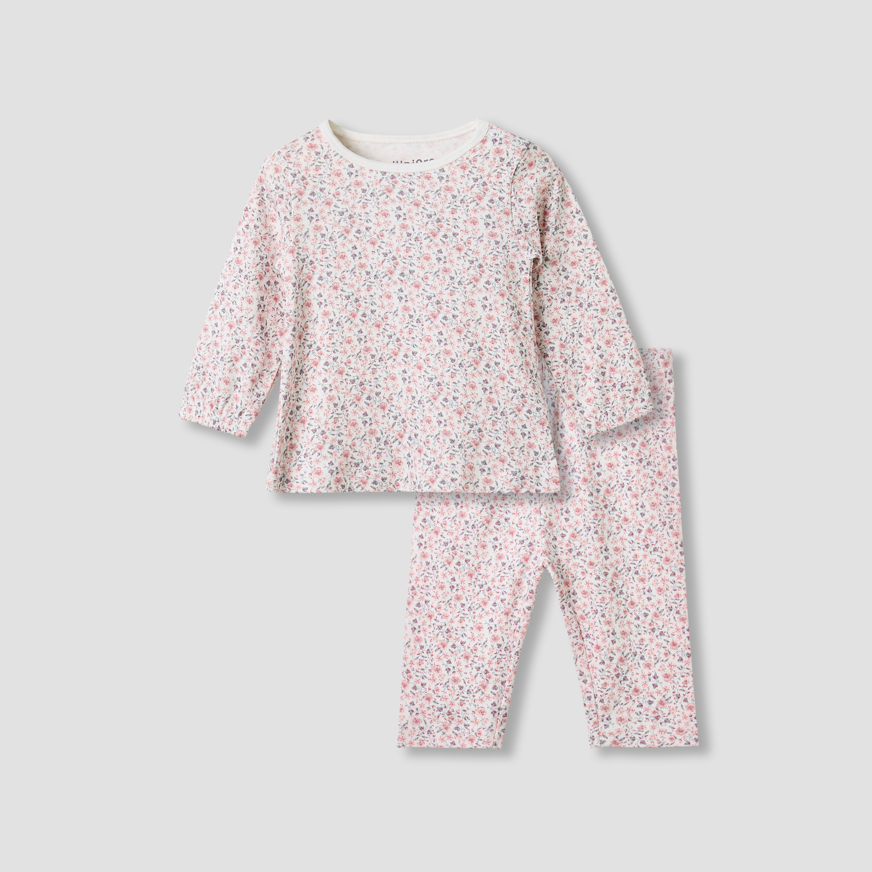 Juniors Floral Print T-shirt and Pyjama Set-baby-girls-clothing-nightwear-pyjamasets-image-1