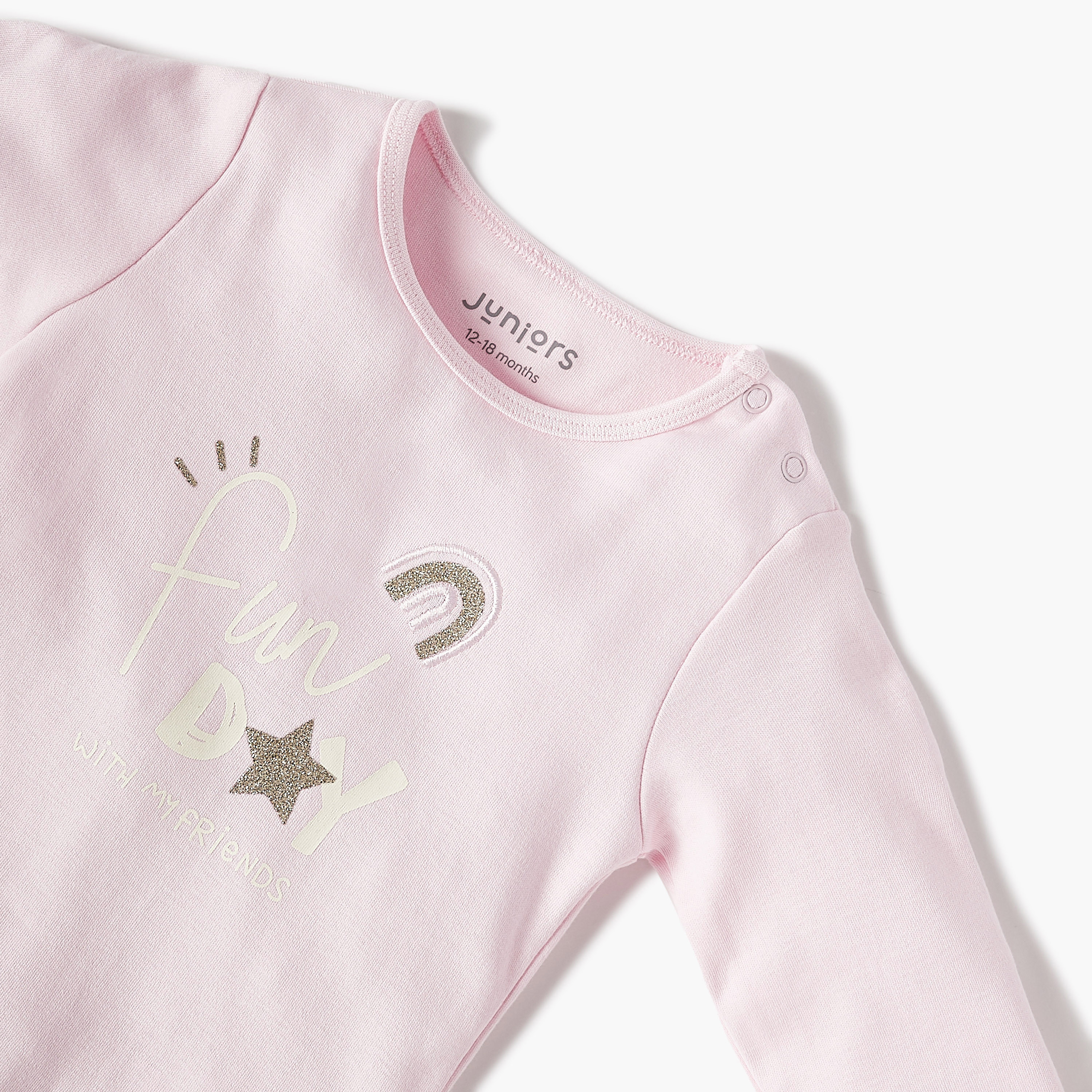 Juniors Graphic Print Long Sleeves T-shirt and Elasticated Pyjama Set-baby-girls-clothing-nightwear-pyjamasets-image-5