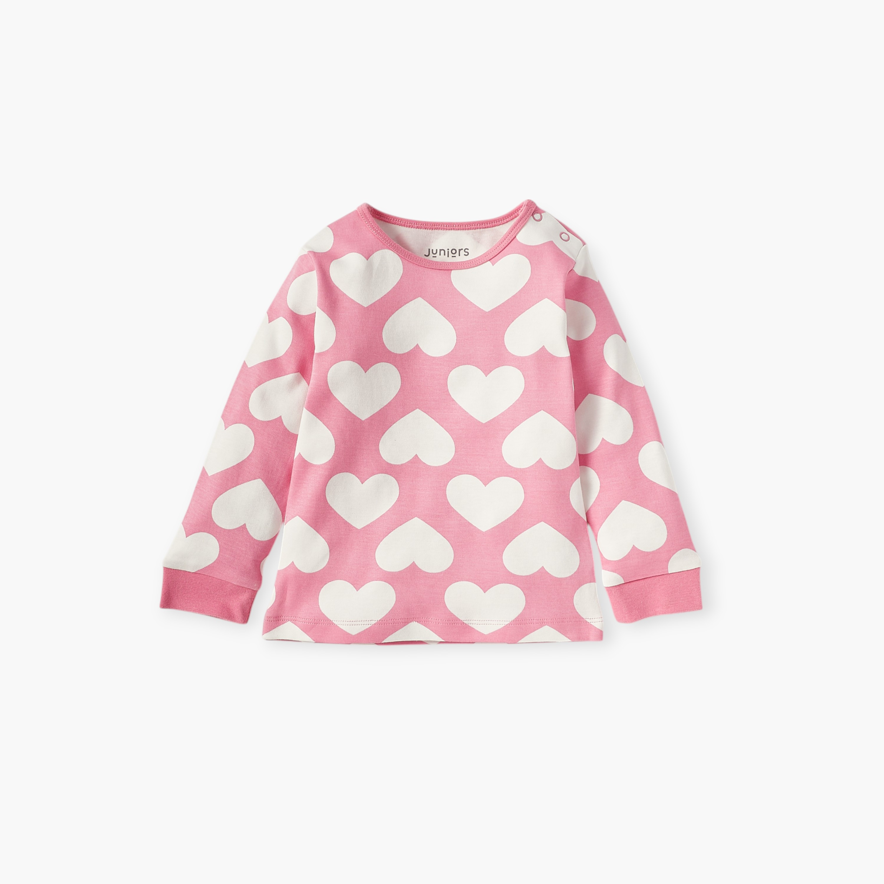 Juniors Heart Print Long Sleeves T-shirt and Pyjama Set-baby-girls-clothing-nightwear-pyjamasets-image-3