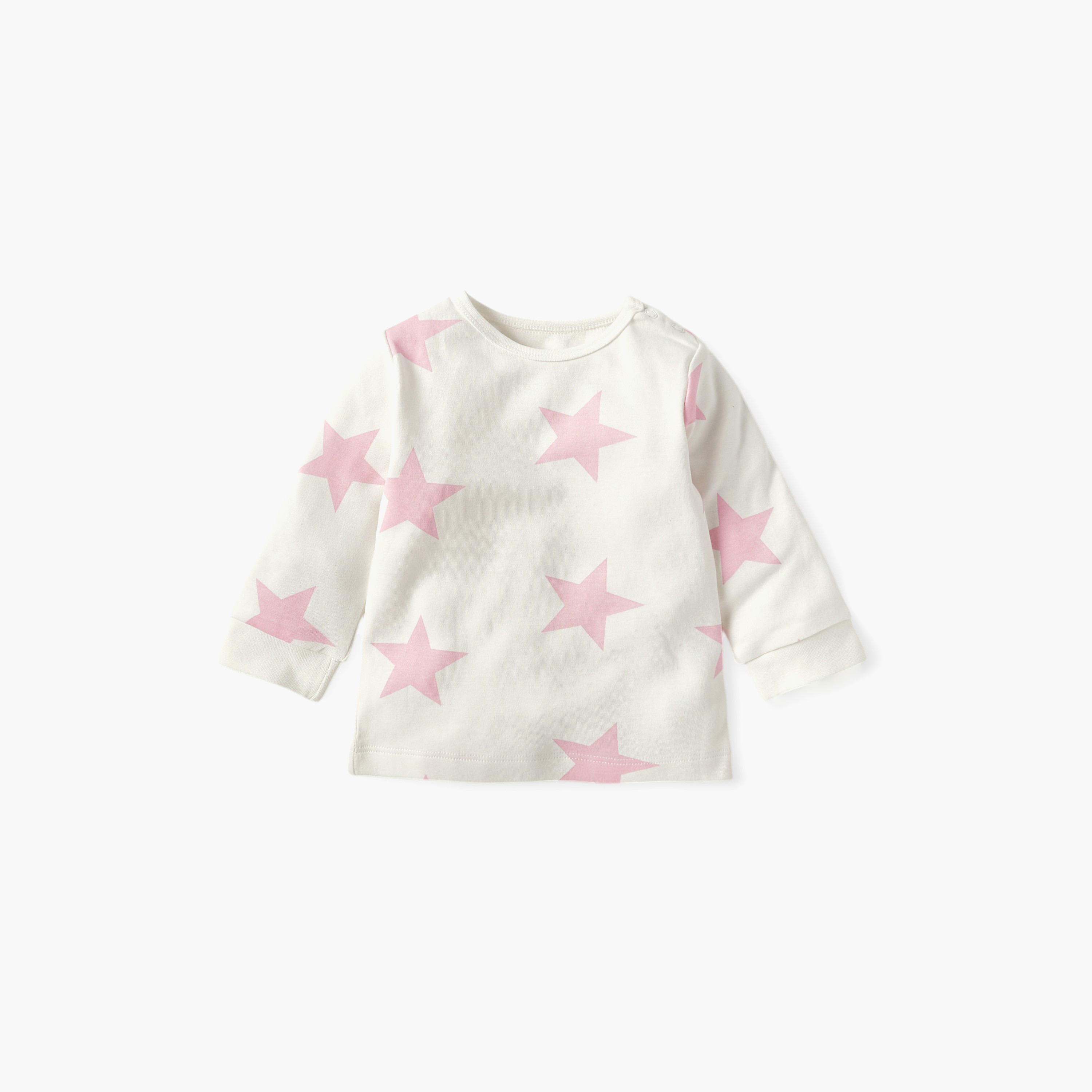 Juniors All-Over Star Print T-shirt and Pyjama Set-baby-girls-clothing-nightwear-pyjamasets-image-2