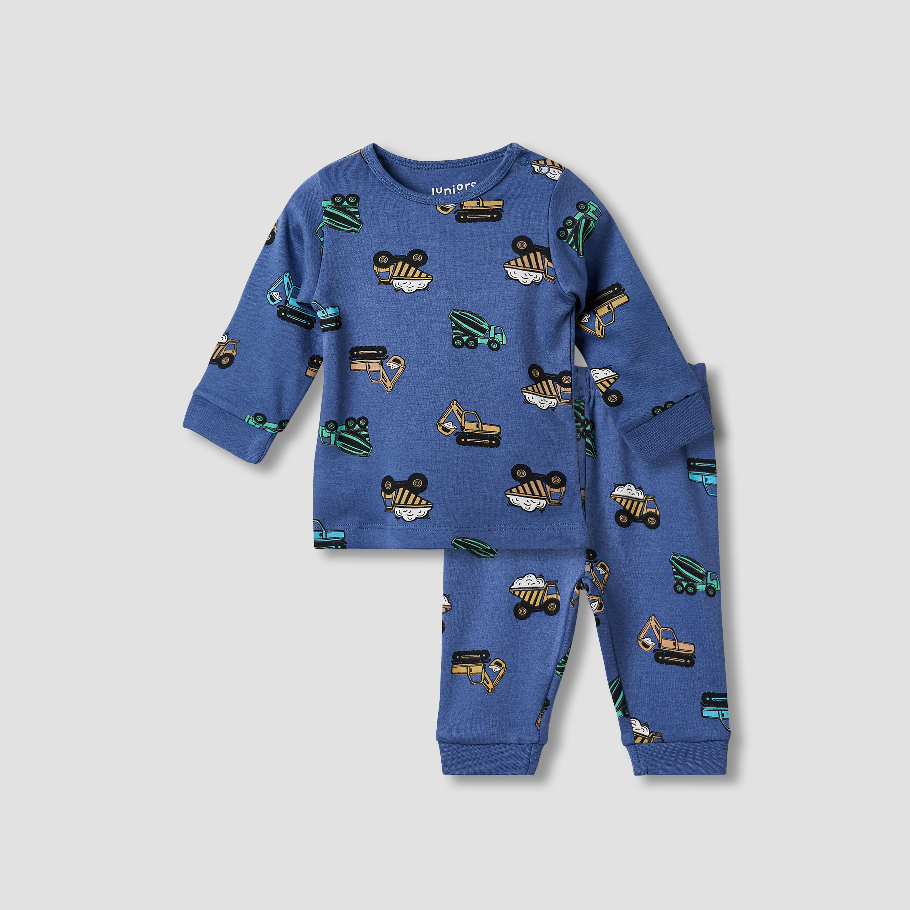 Juniors Tractor Print T-shirt and Pyjama Set-baby-boys-clothing-nightwear-pyjamasets-image-1