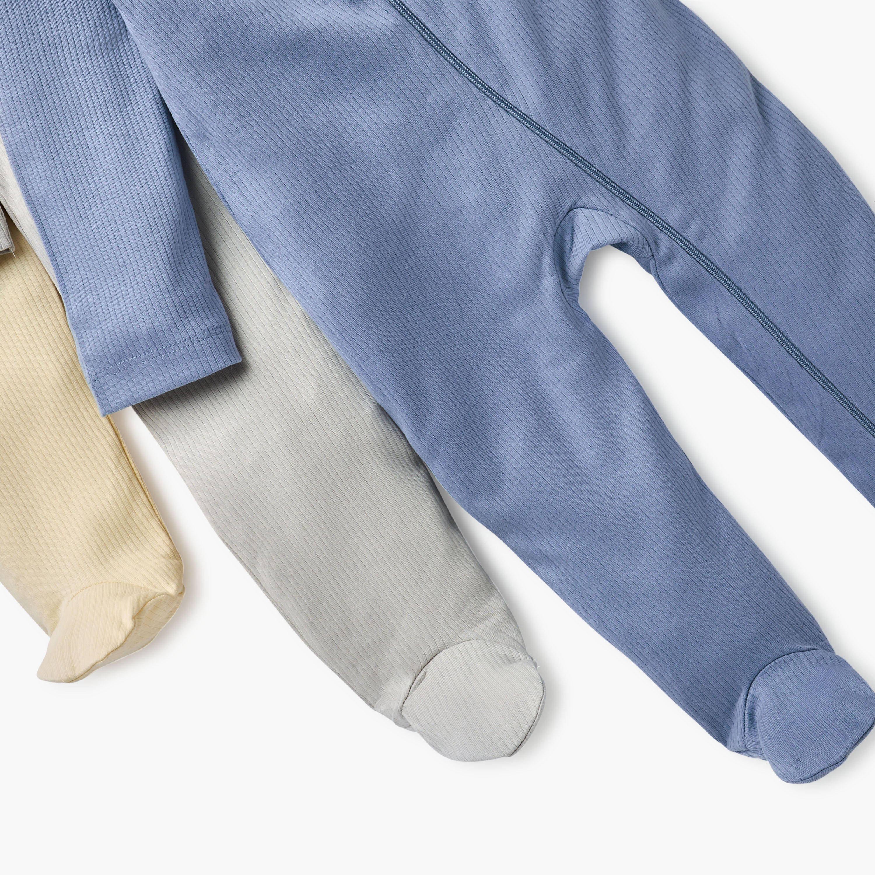 Juniors Ribbed Sleepsuit with Zip Closure and Long Sleeves - Set of 7-baby-boys-clothing-nightwear-sleepsuits-image-10
