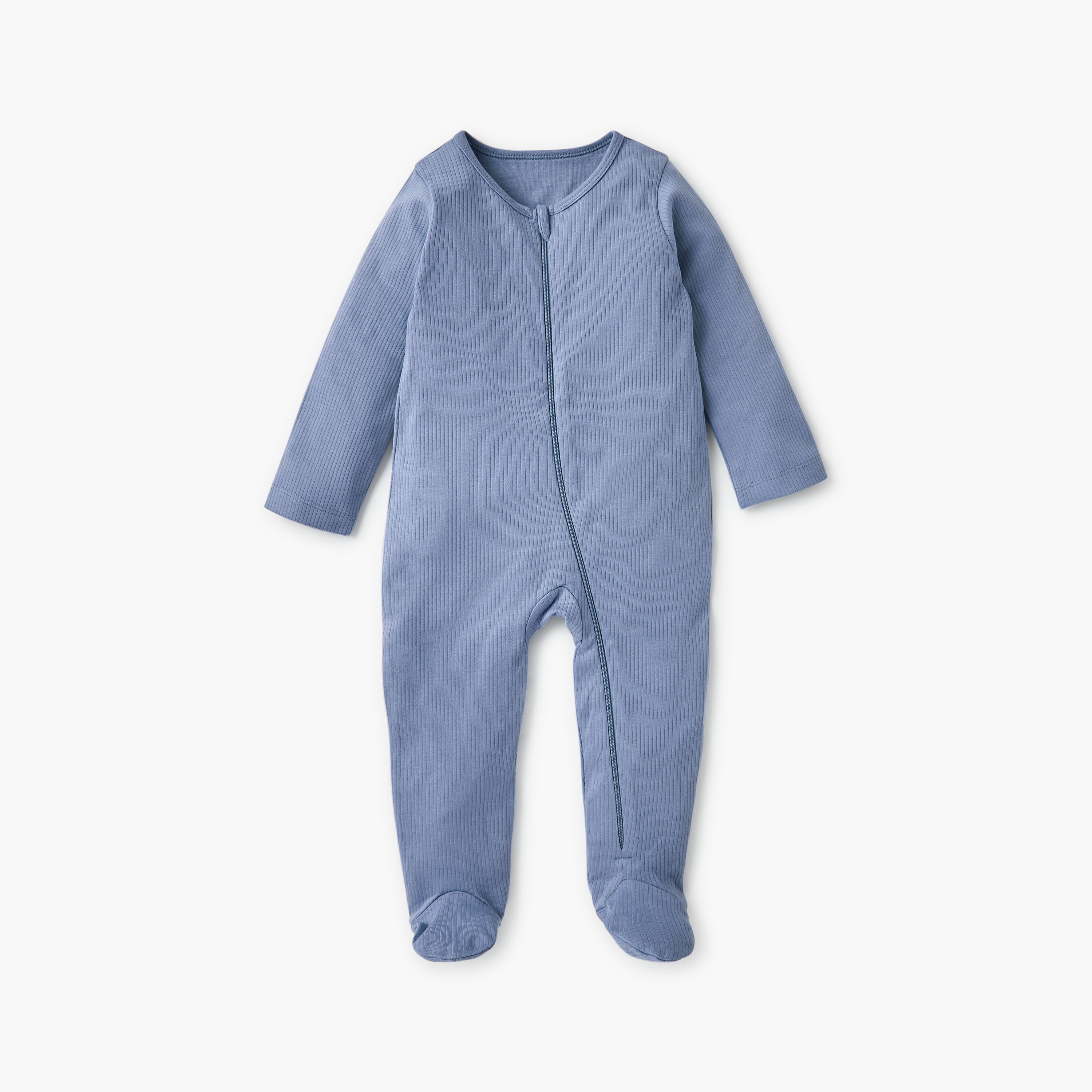 Juniors Ribbed Sleepsuit with Zip Closure and Long Sleeves - Set of 7-baby-boys-clothing-nightwear-sleepsuits-image-2