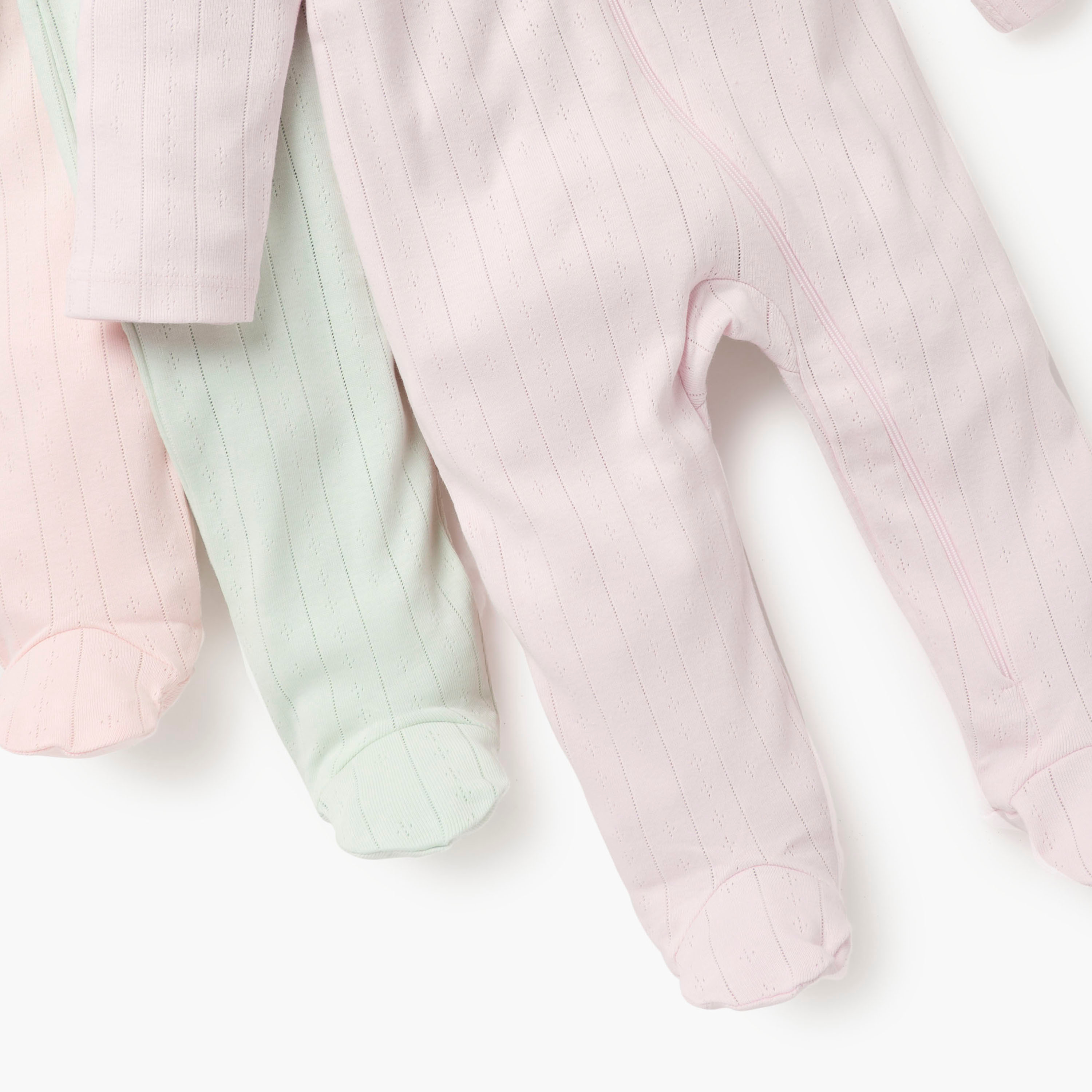 Juniors Striped Closed Feet Sleepsuit with Long Sleeves - Set of 7-baby-girls-clothing-nightwear-sleepsuits-image-10