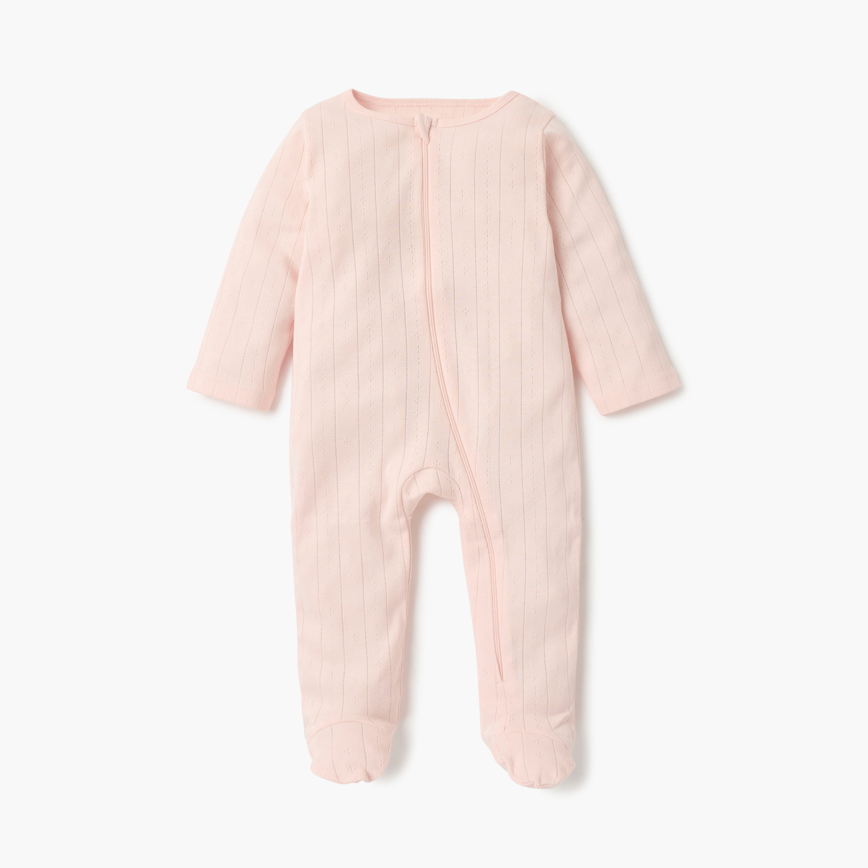 Juniors Striped Closed Feet Sleepsuit with Long Sleeves - Set of 7-baby-girls-clothing-nightwear-sleepsuits-image-2