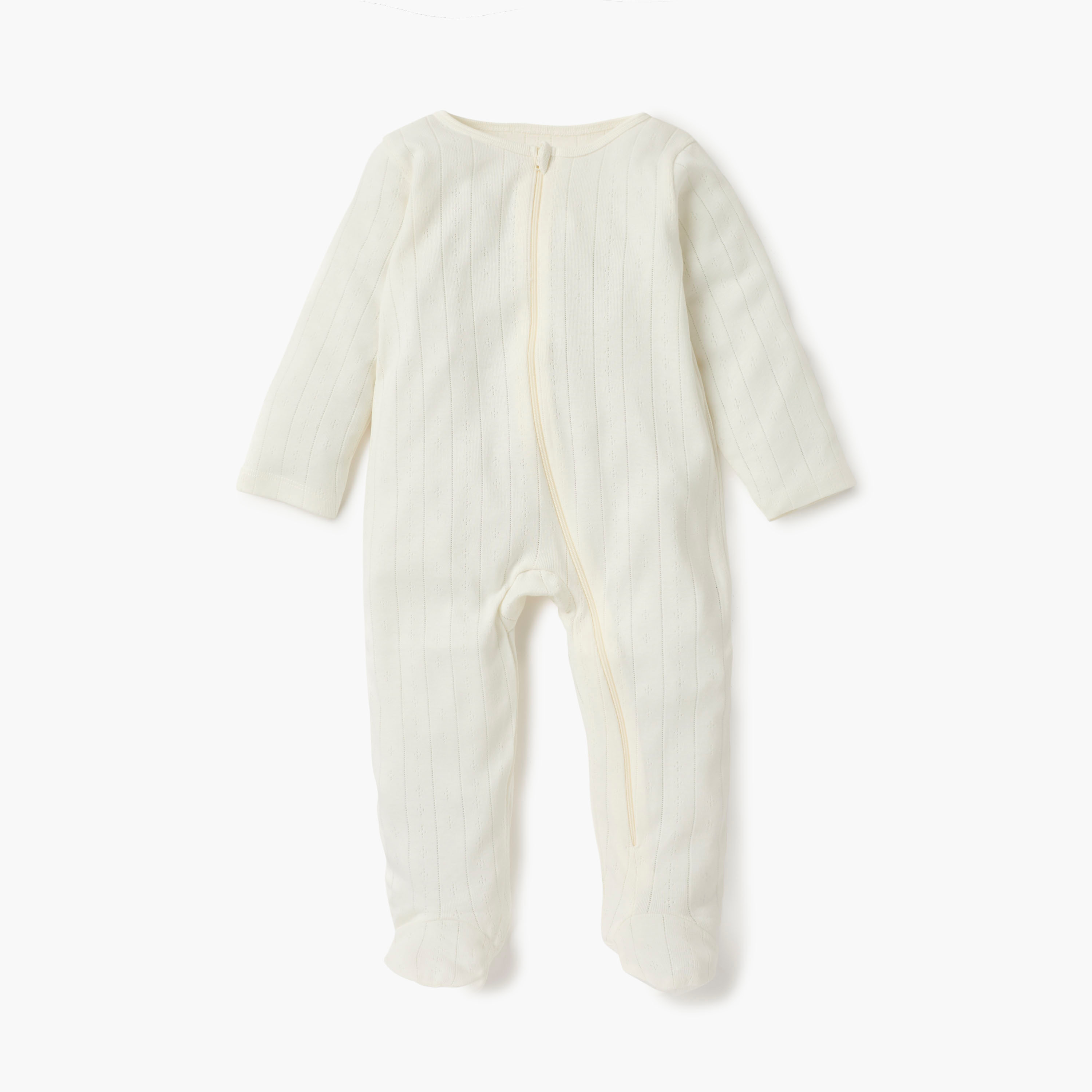 Juniors Striped Closed Feet Sleepsuit with Long Sleeves - Set of 7-baby-girls-clothing-nightwear-sleepsuits-image-3