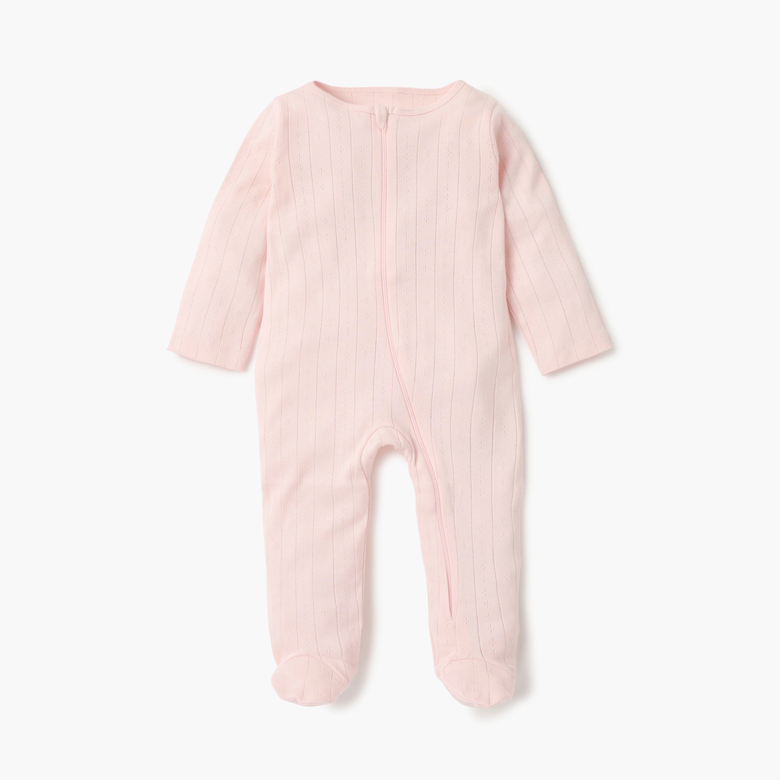 Juniors Striped Closed Feet Sleepsuit with Long Sleeves - Set of 7-baby-girls-clothing-nightwear-sleepsuits-image-6