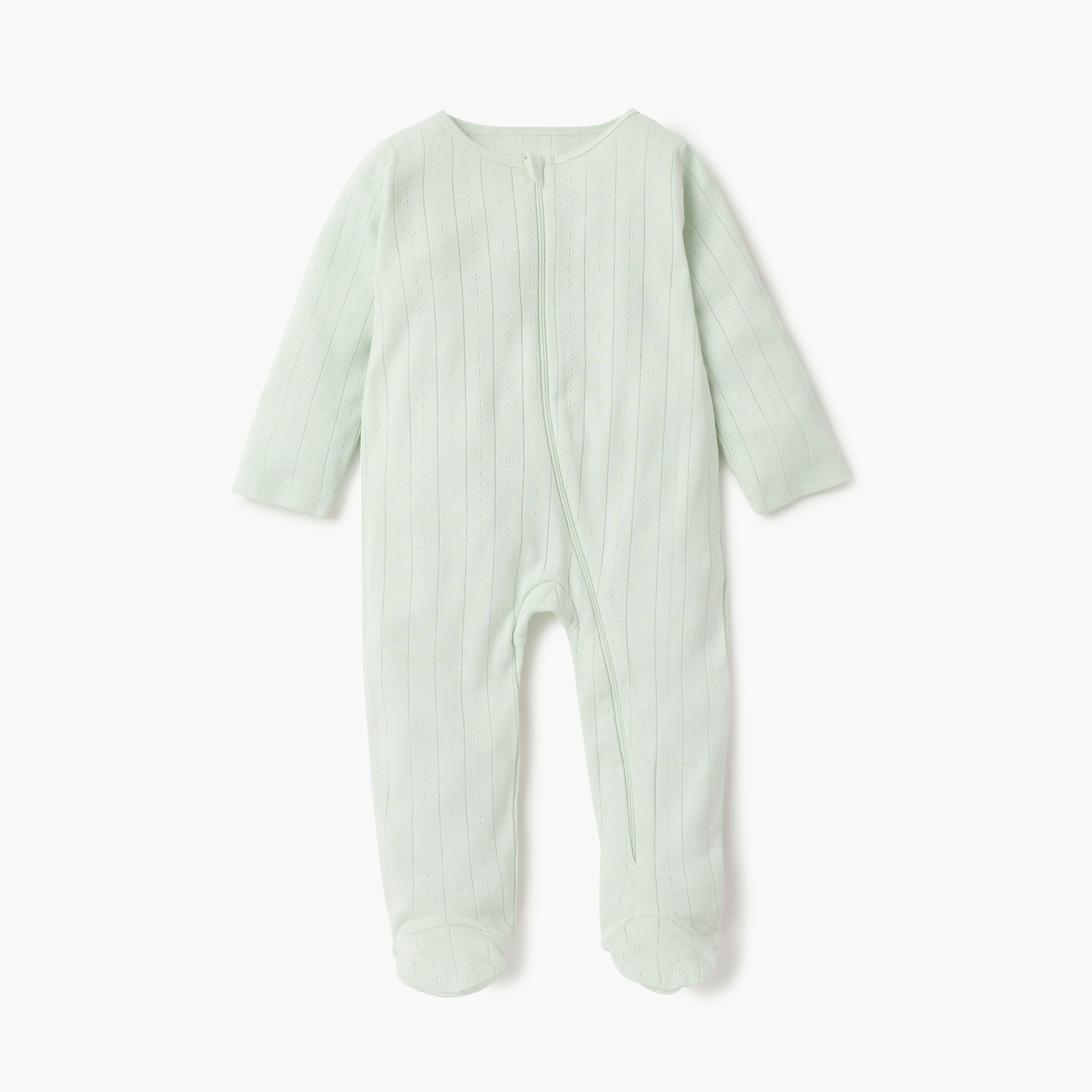 Juniors Striped Closed Feet Sleepsuit with Long Sleeves - Set of 7-baby-girls-clothing-nightwear-sleepsuits-image-7
