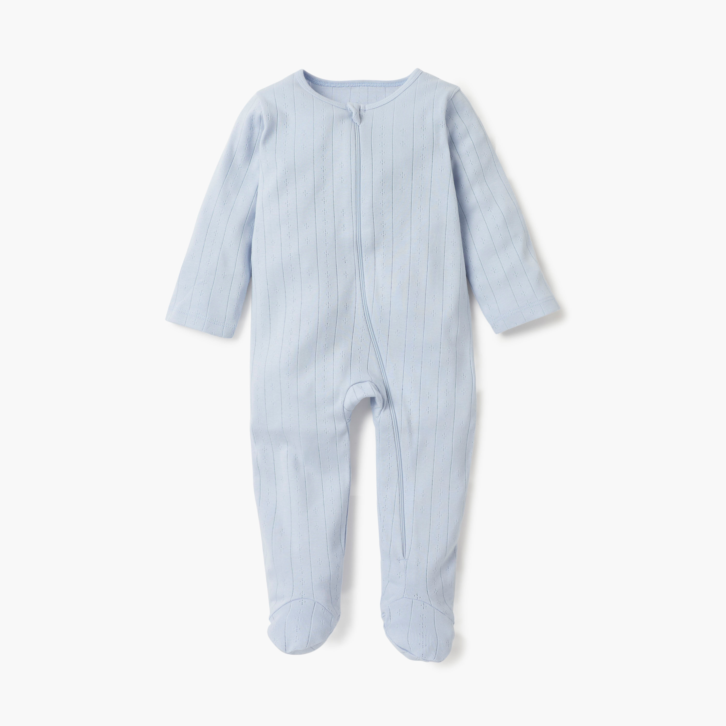 Juniors Striped Closed Feet Sleepsuit with Long Sleeves - Set of 7-baby-girls-clothing-nightwear-sleepsuits-image-8
