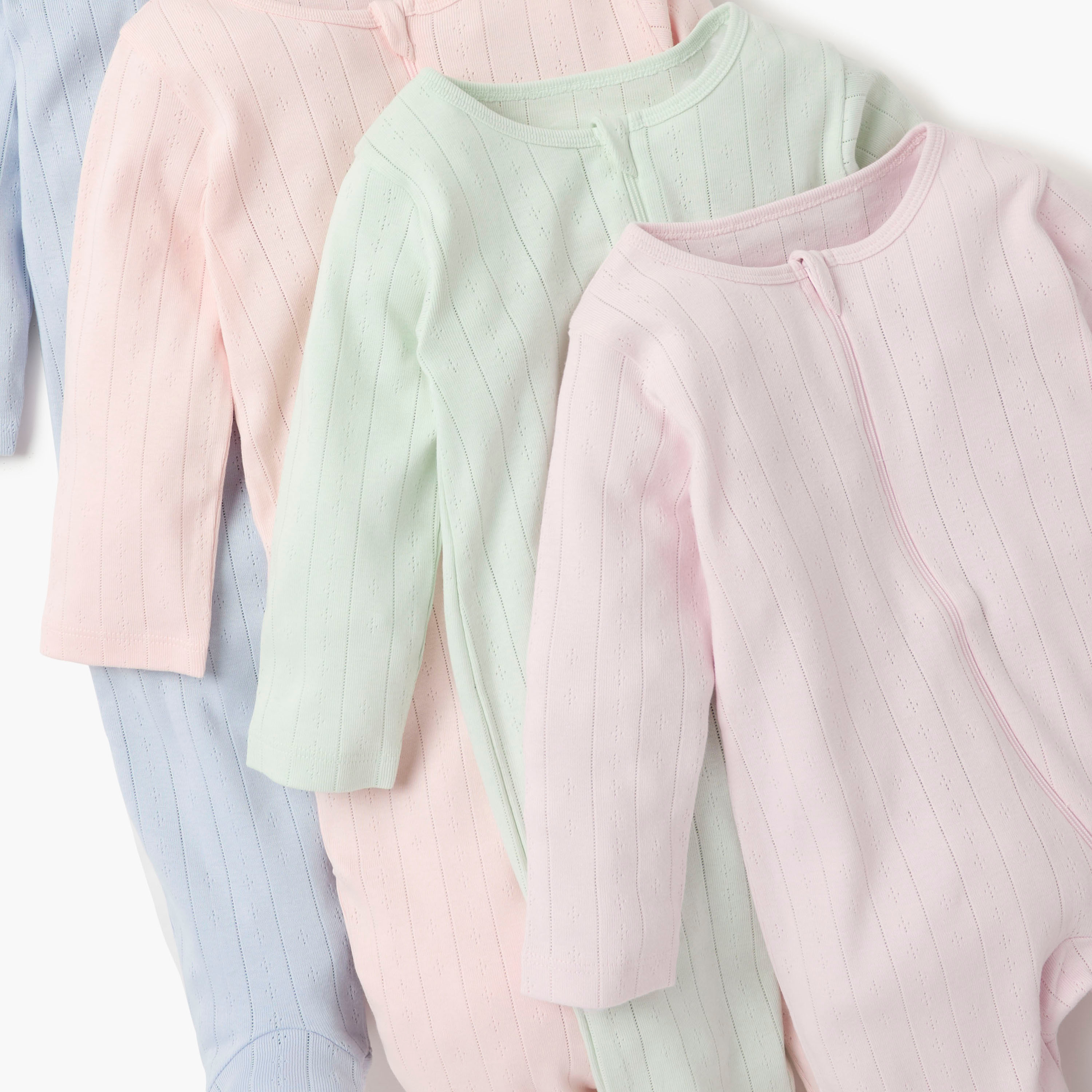 Juniors Striped Closed Feet Sleepsuit with Long Sleeves - Set of 7-baby-girls-clothing-nightwear-sleepsuits-image-9