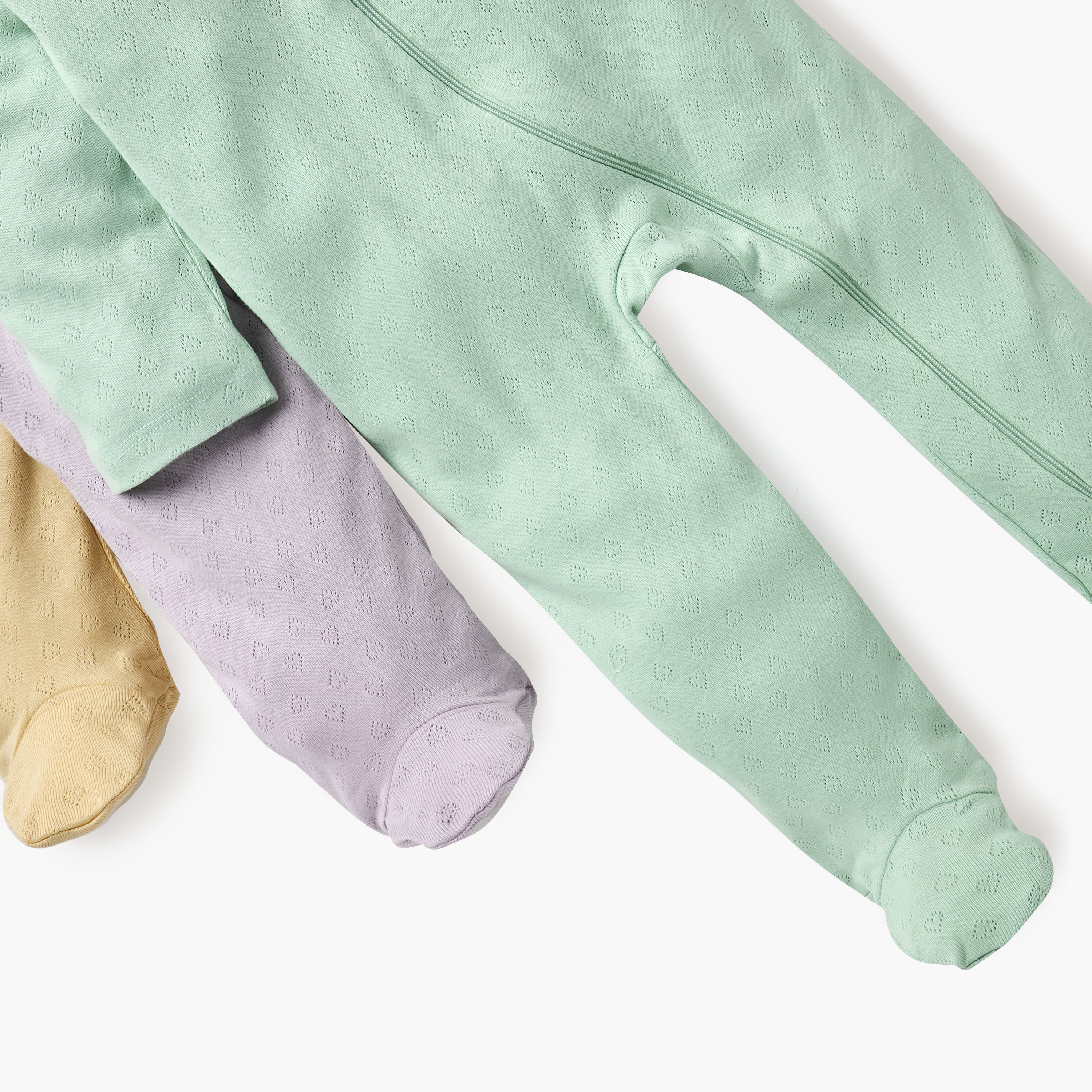 Juniors Textured Closed Feet Sleepsuit with Long Sleeves - Set of 7-baby-girls-clothing-nightwear-sleepsuits-image-10