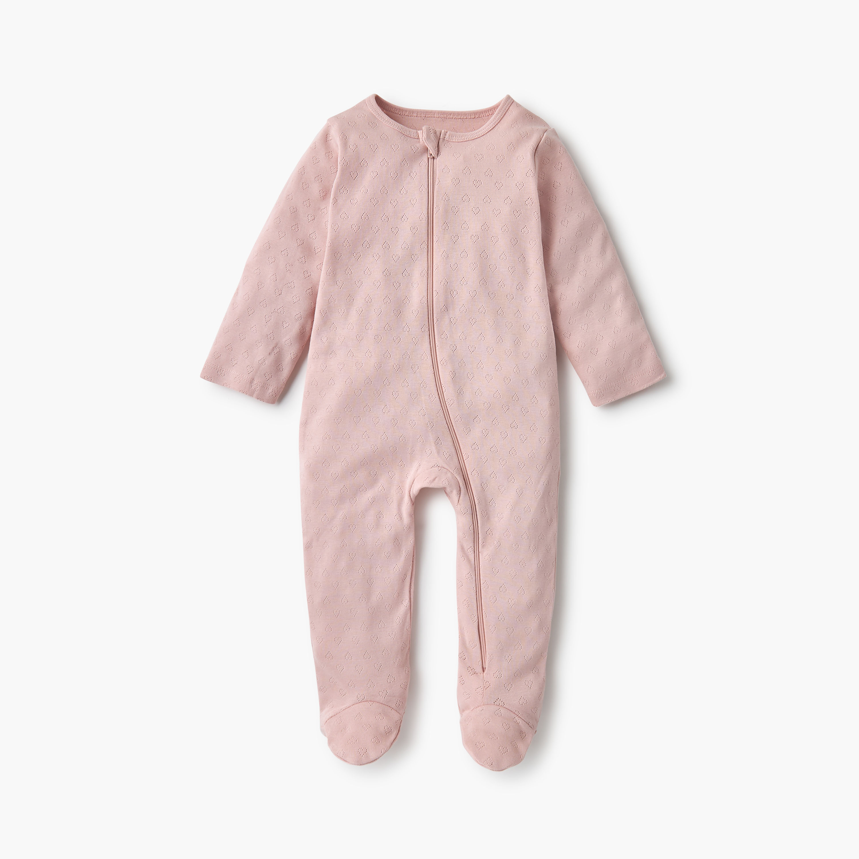 Juniors Textured Closed Feet Sleepsuit with Long Sleeves - Set of 7-baby-girls-clothing-nightwear-sleepsuits-image-8