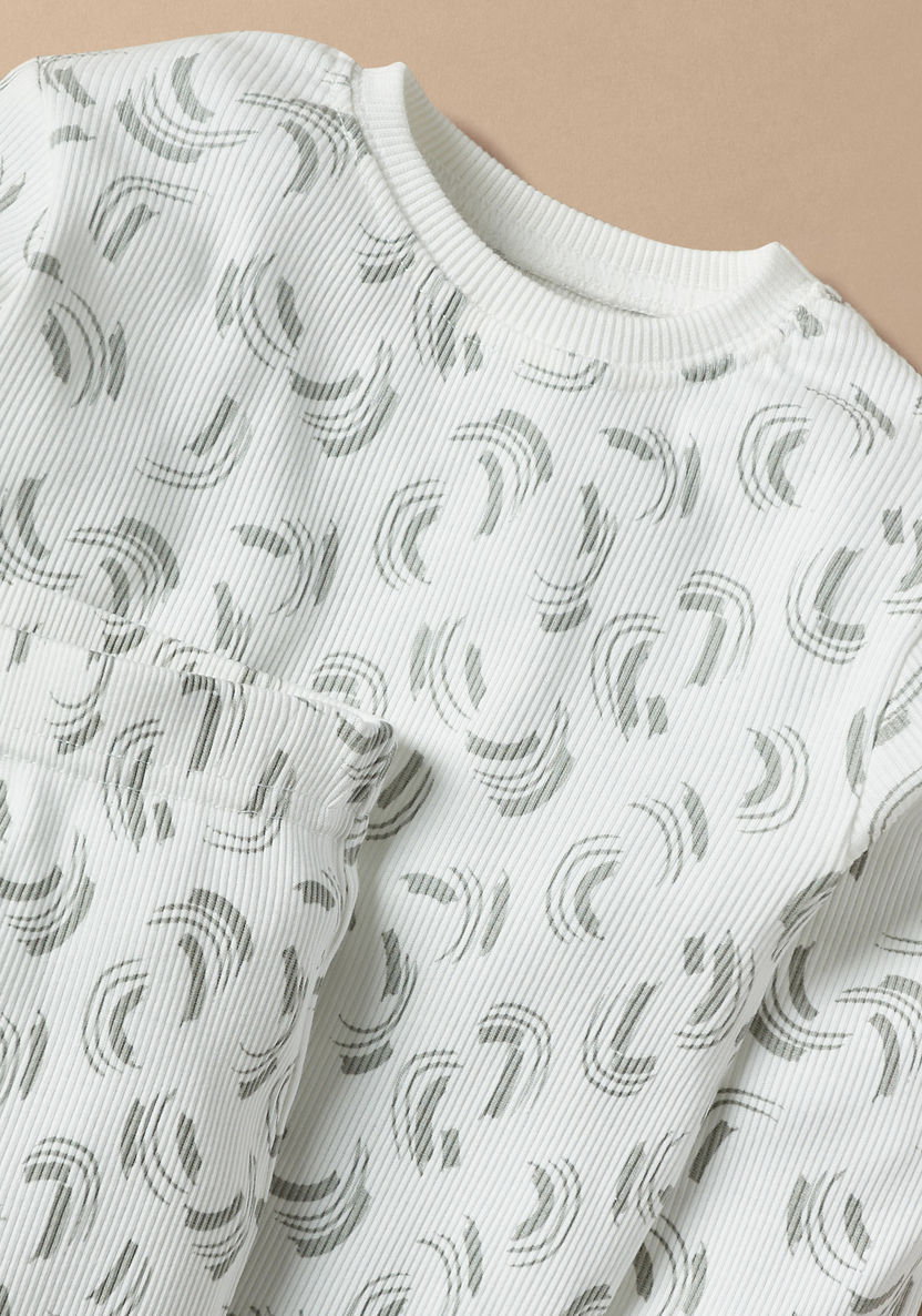 Juniors All-Over Printed Long Sleeves T-shirt and Elasticated Pyjama Set-Pyjama Sets-image-3