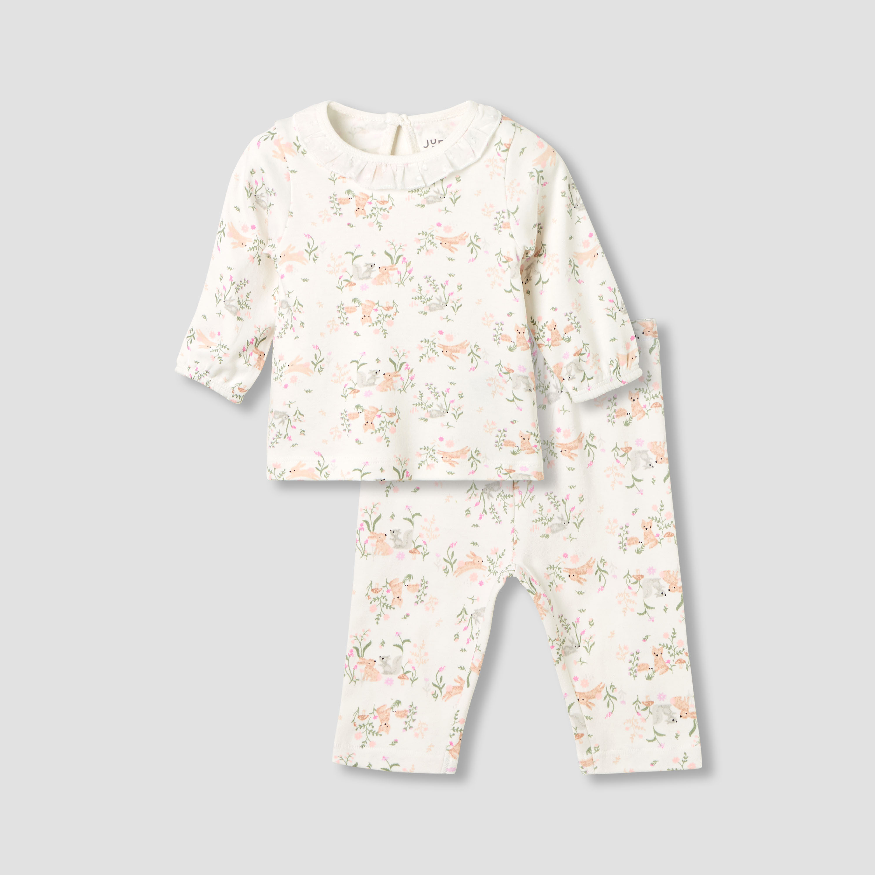 طقم تيشيرت مطرز وبنطلون بيجاما بطبعات من جونيورز-baby-girls-clothing-nightwear-pyjamasets-image-1