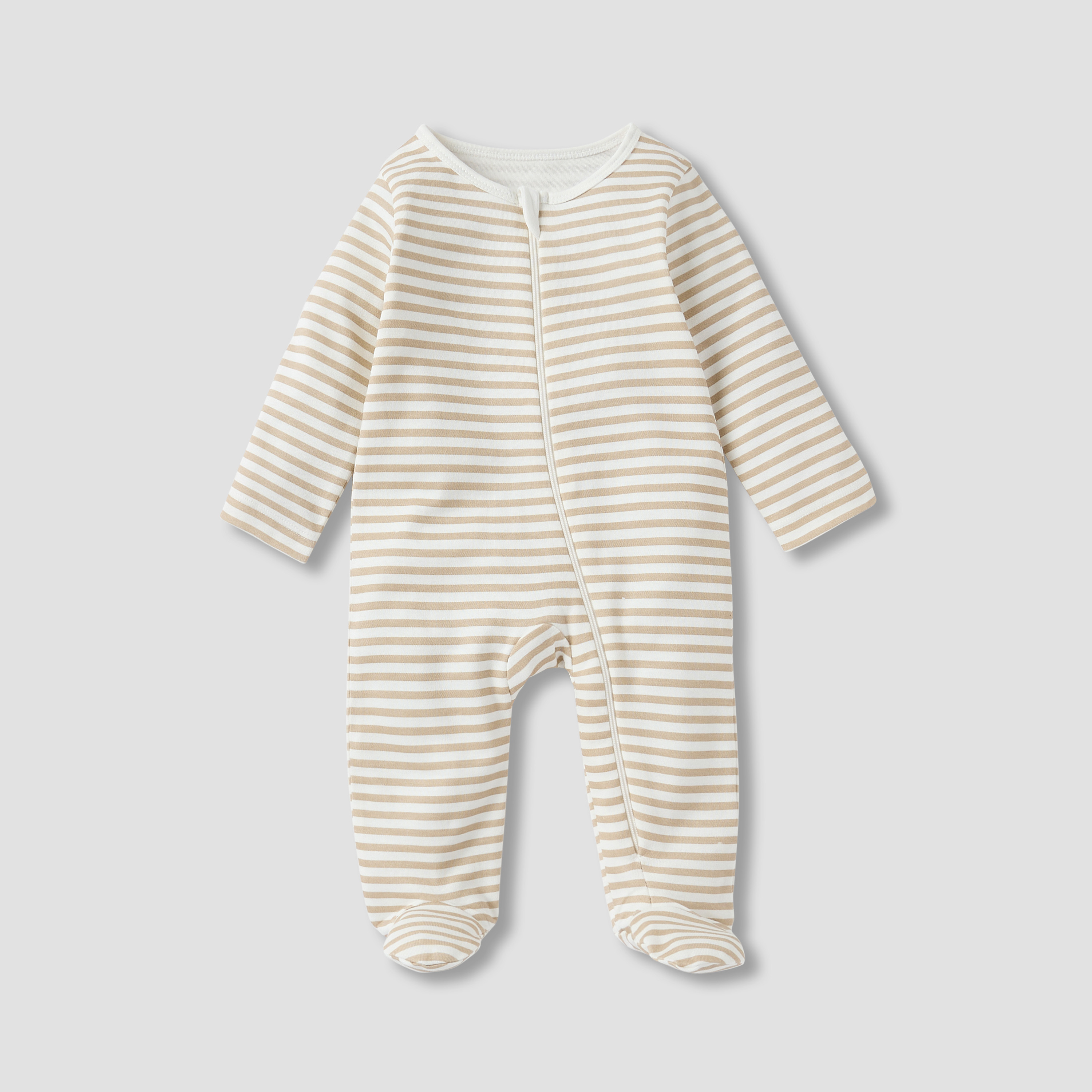 Juniors Printed Sleepsuit with Round Neck and Zip Closure - Set of 3-baby-girls-clothing-nightwear-sleepsuits-image-3