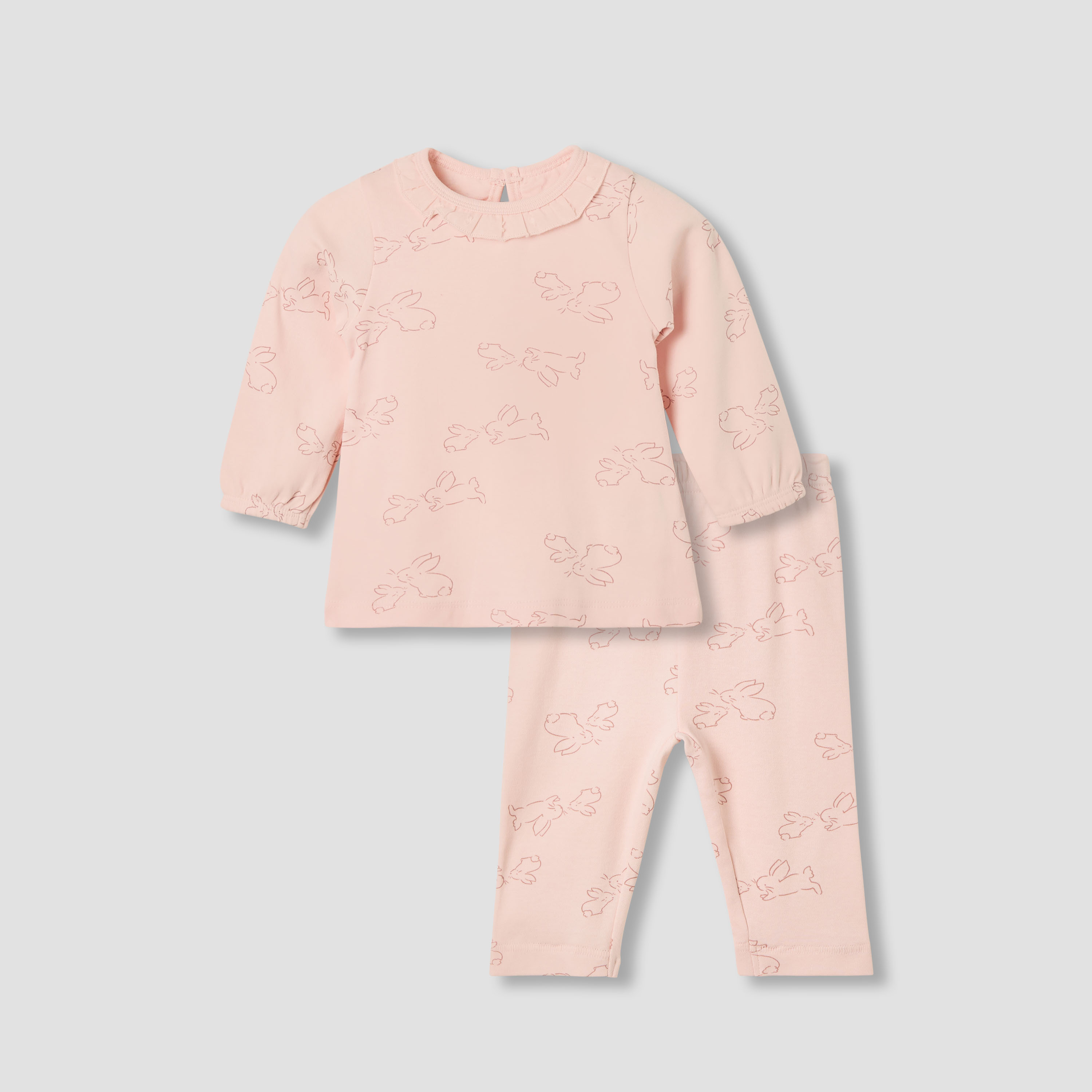 طقم تيشيرت بأكمام طويلة وبنطلون بيجاما بطبعات زهرية من جونيورز-baby-girls-clothing-nightwear-pyjamasets-image-1