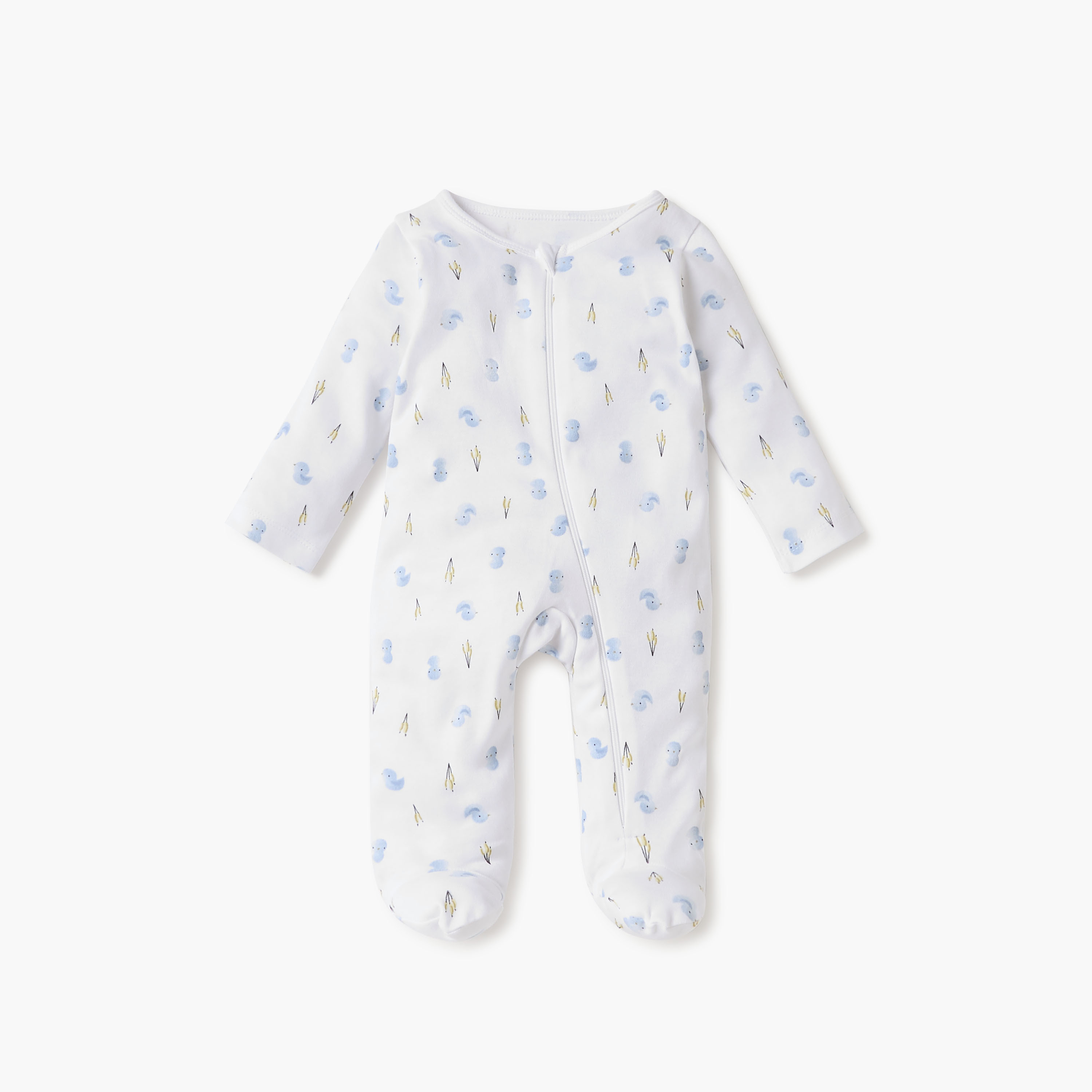 Juniors Printed Sleepsuit with Round Neck and Zip Closure - Set of 3-baby-girls-clothing-nightwear-sleepsuits-image-2