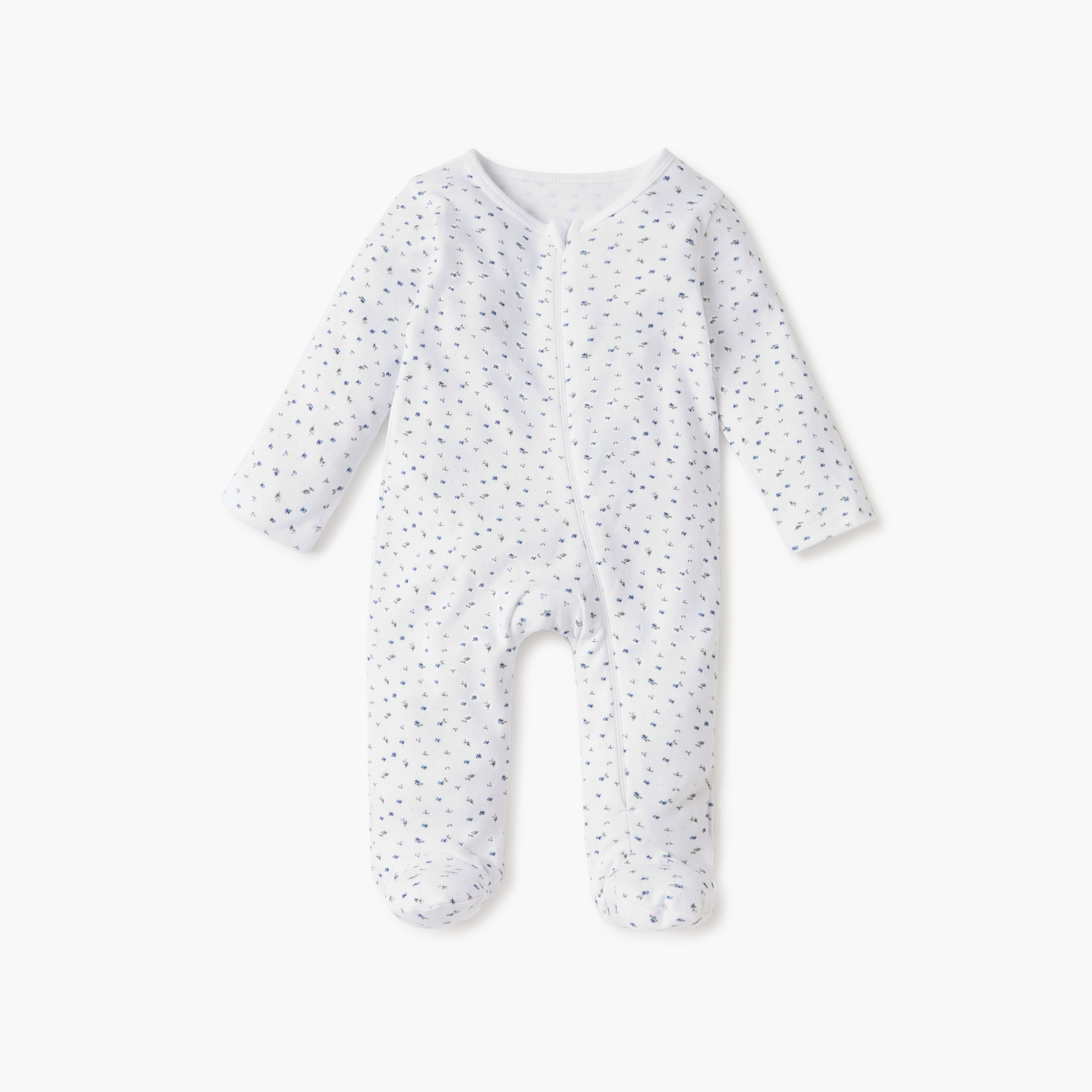 Juniors Printed Sleepsuit with Round Neck and Zip Closure - Set of 3-baby-girls-clothing-nightwear-sleepsuits-image-4