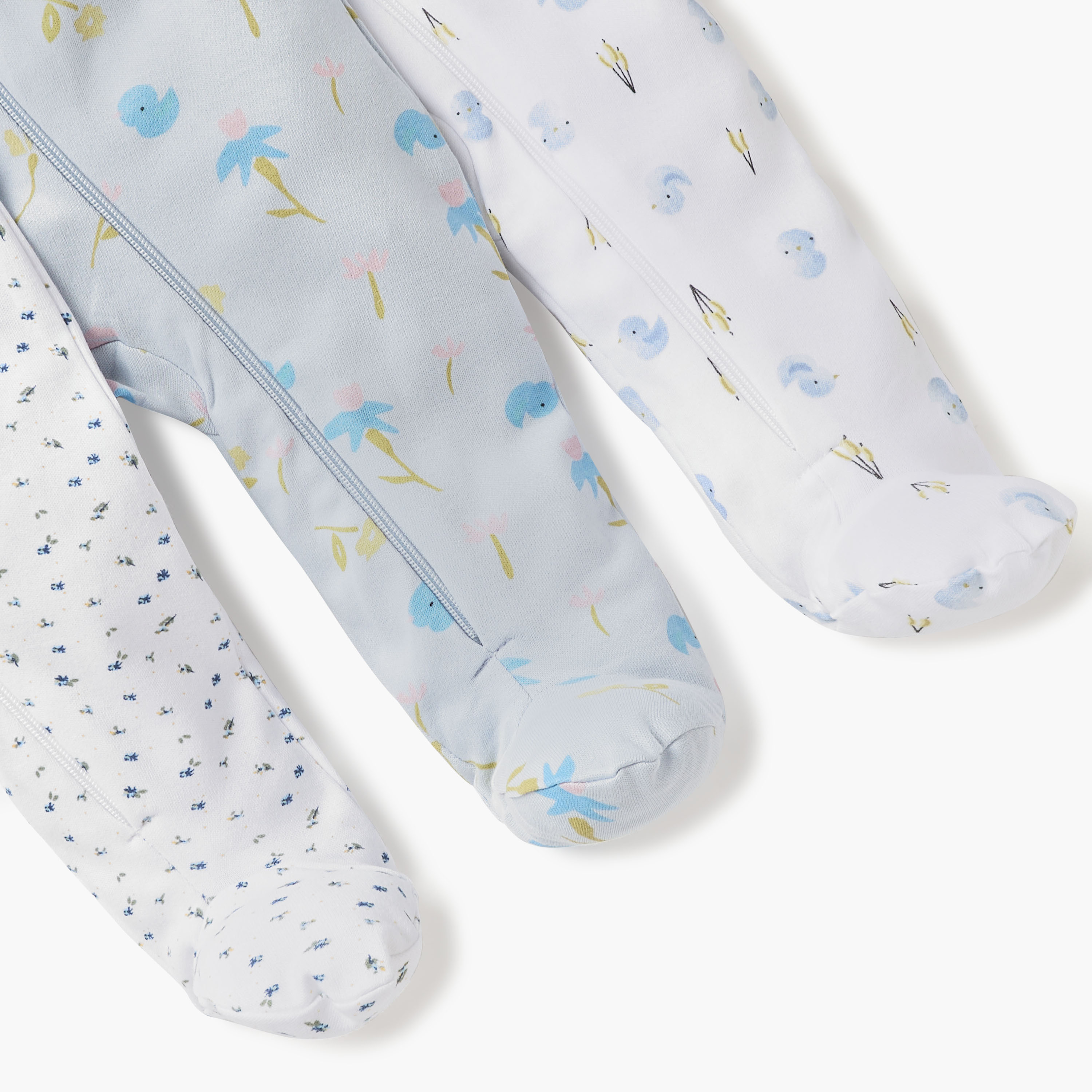 Juniors Printed Sleepsuit with Round Neck and Zip Closure - Set of 3-baby-girls-clothing-nightwear-sleepsuits-image-6
