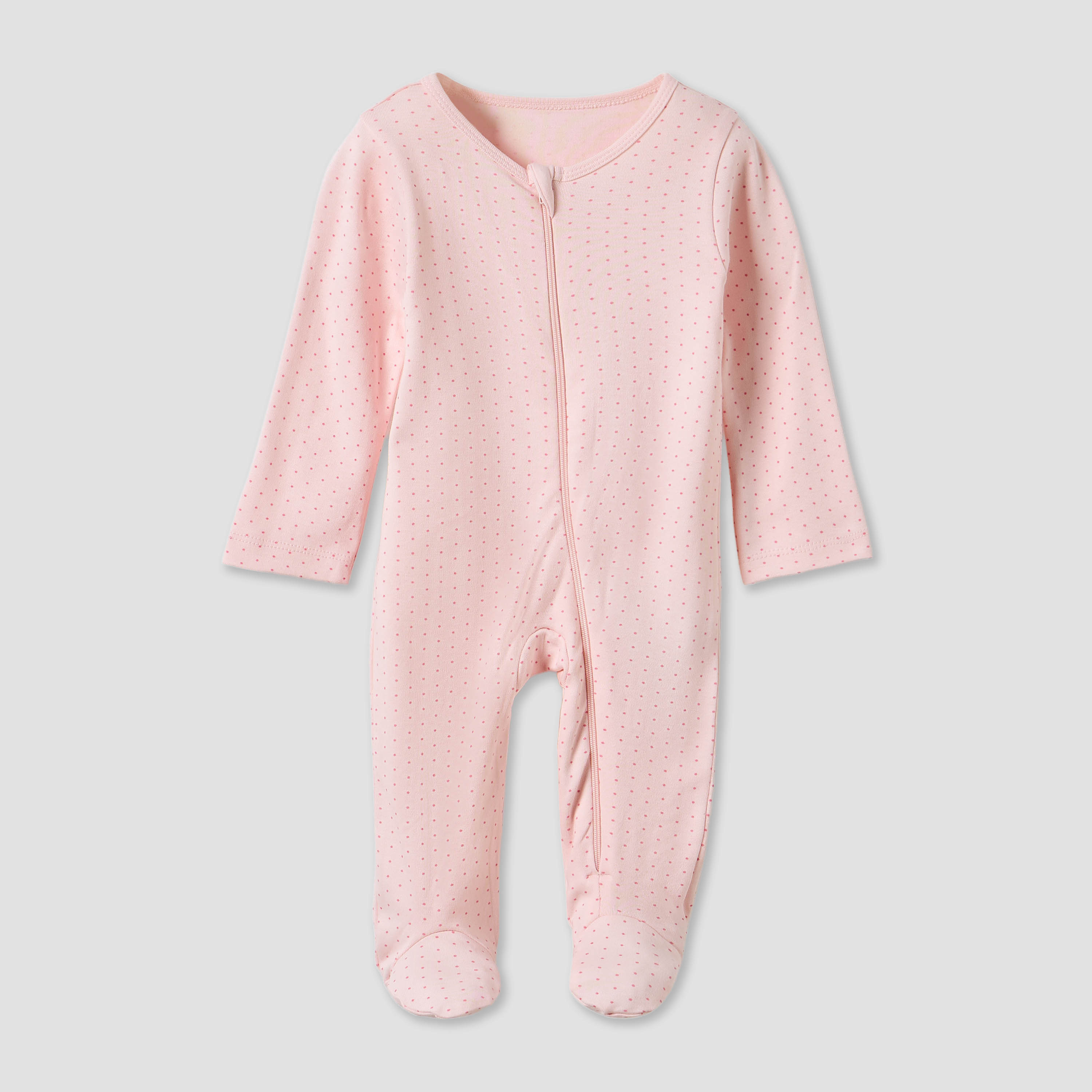Juniors Floral Print Round Neck Sleepsuit with Zip Closure - Set of 5-baby-girls-clothing-nightwear-sleepsuits-image-2