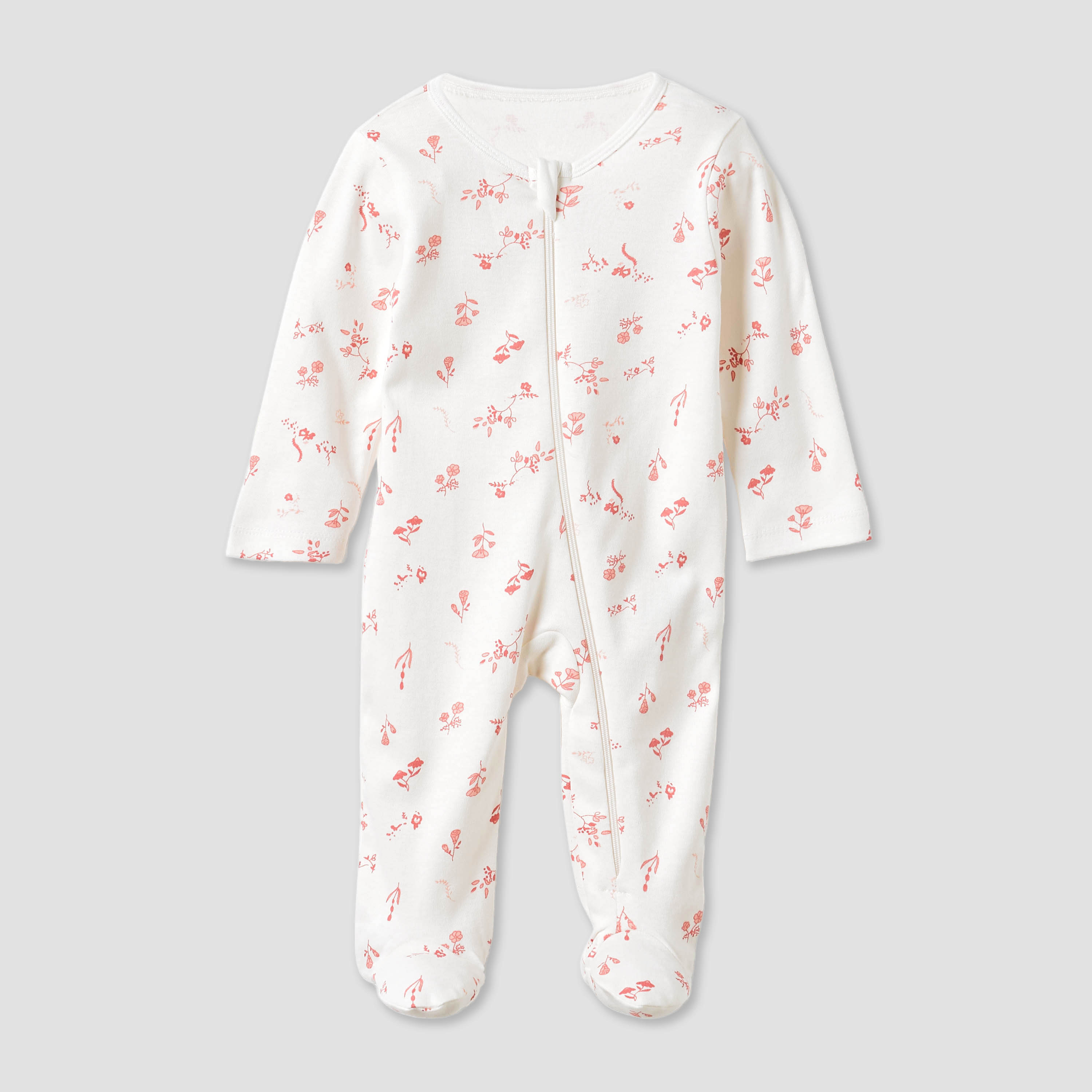 Juniors Floral Print Round Neck Sleepsuit with Zip Closure - Set of 5-baby-girls-clothing-nightwear-sleepsuits-image-3
