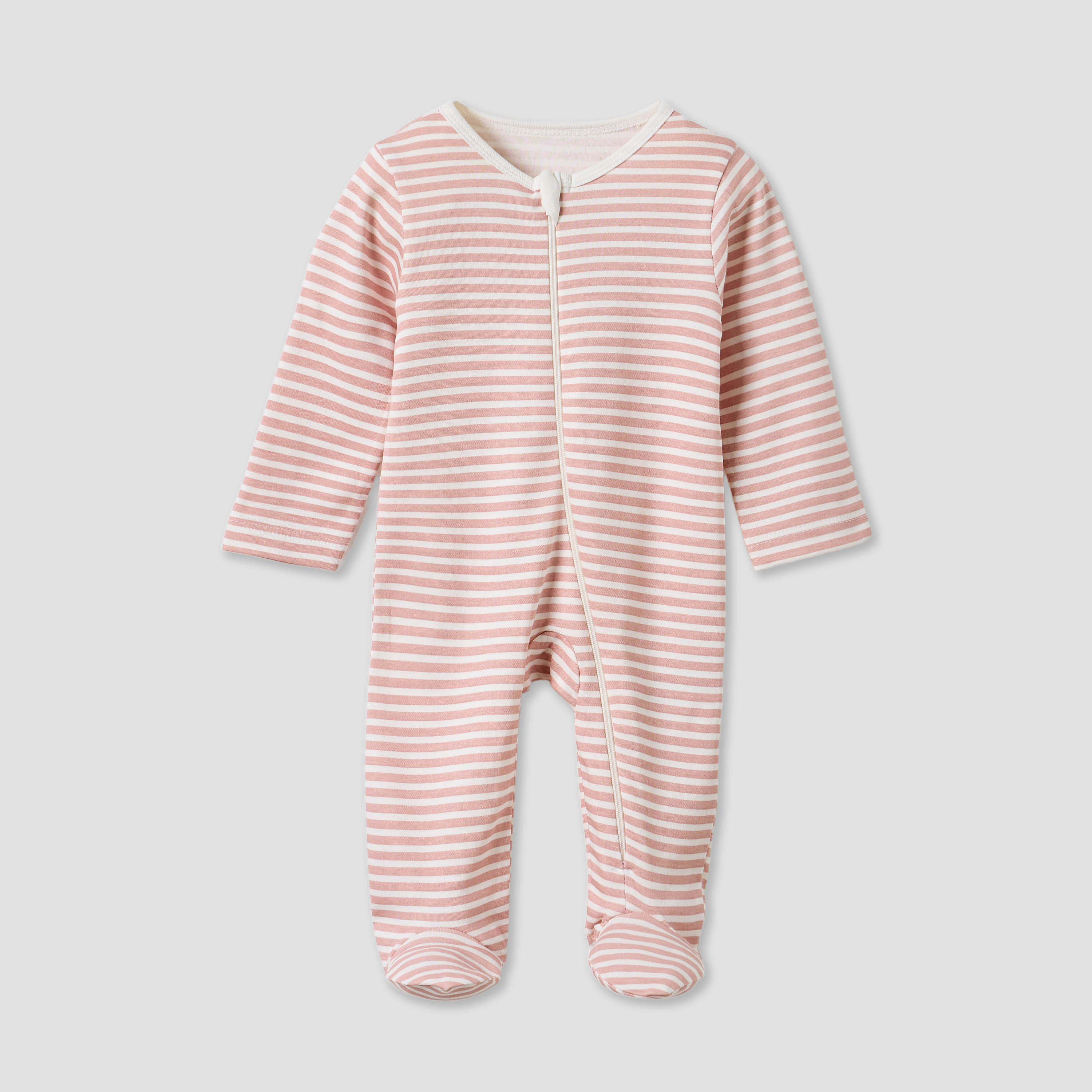 Juniors Floral Print Round Neck Sleepsuit with Zip Closure - Set of 5-baby-girls-clothing-nightwear-sleepsuits-image-4
