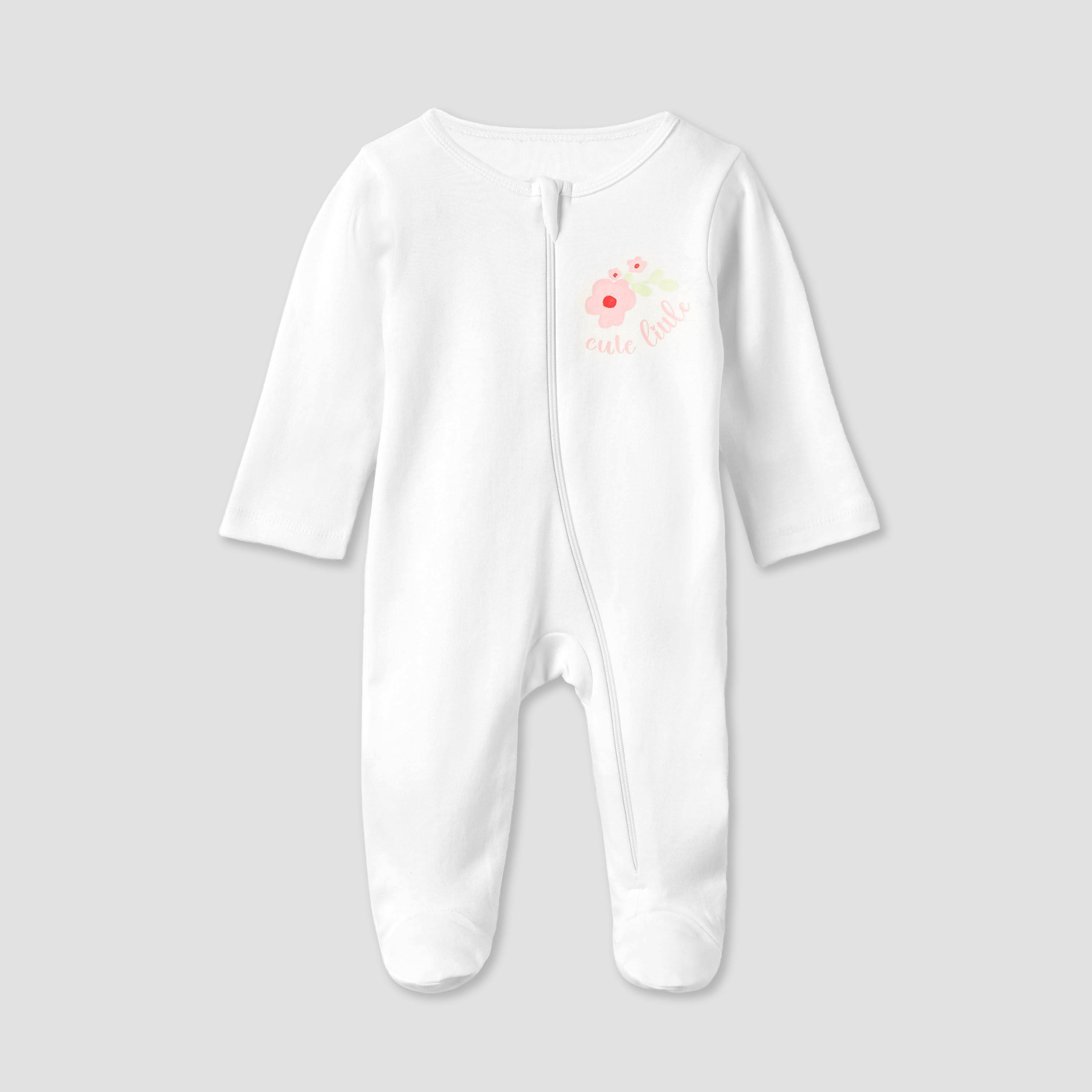 Juniors Floral Print Round Neck Sleepsuit with Zip Closure - Set of 5-baby-girls-clothing-nightwear-sleepsuits-image-5