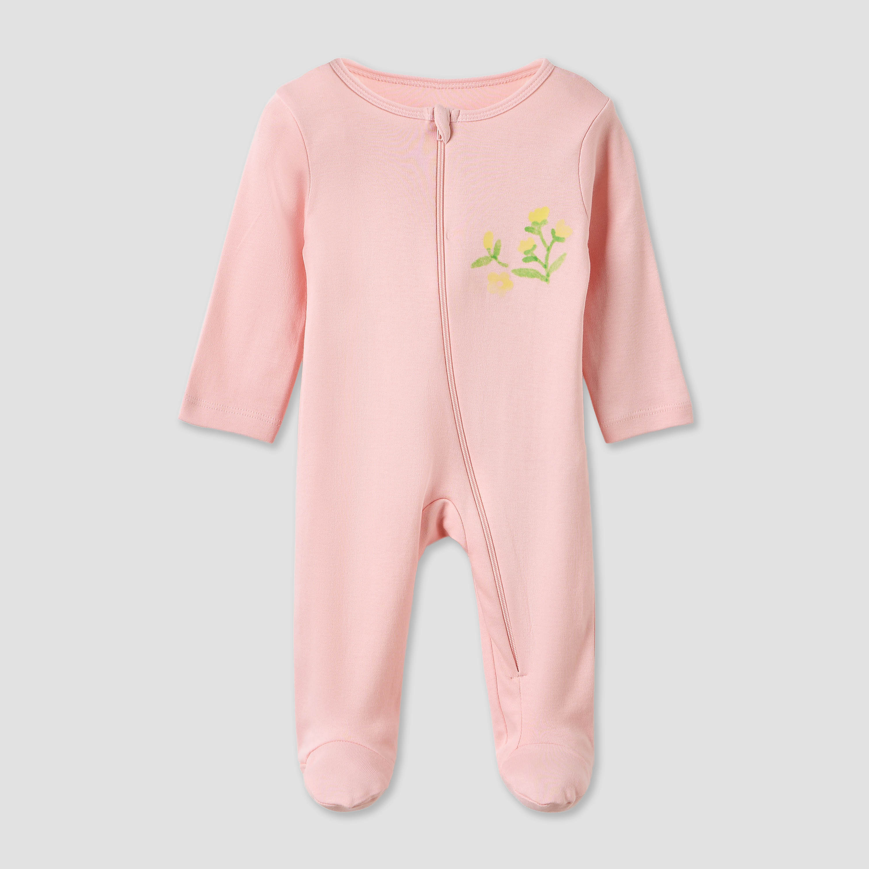 طقم بدلة نوم بياقة مستديرة وسحاب إغلاق وطبعات أزهار من جونيورز - طقم من 5 قطع-baby-girls-clothing-nightwear-sleepsuits-image-3