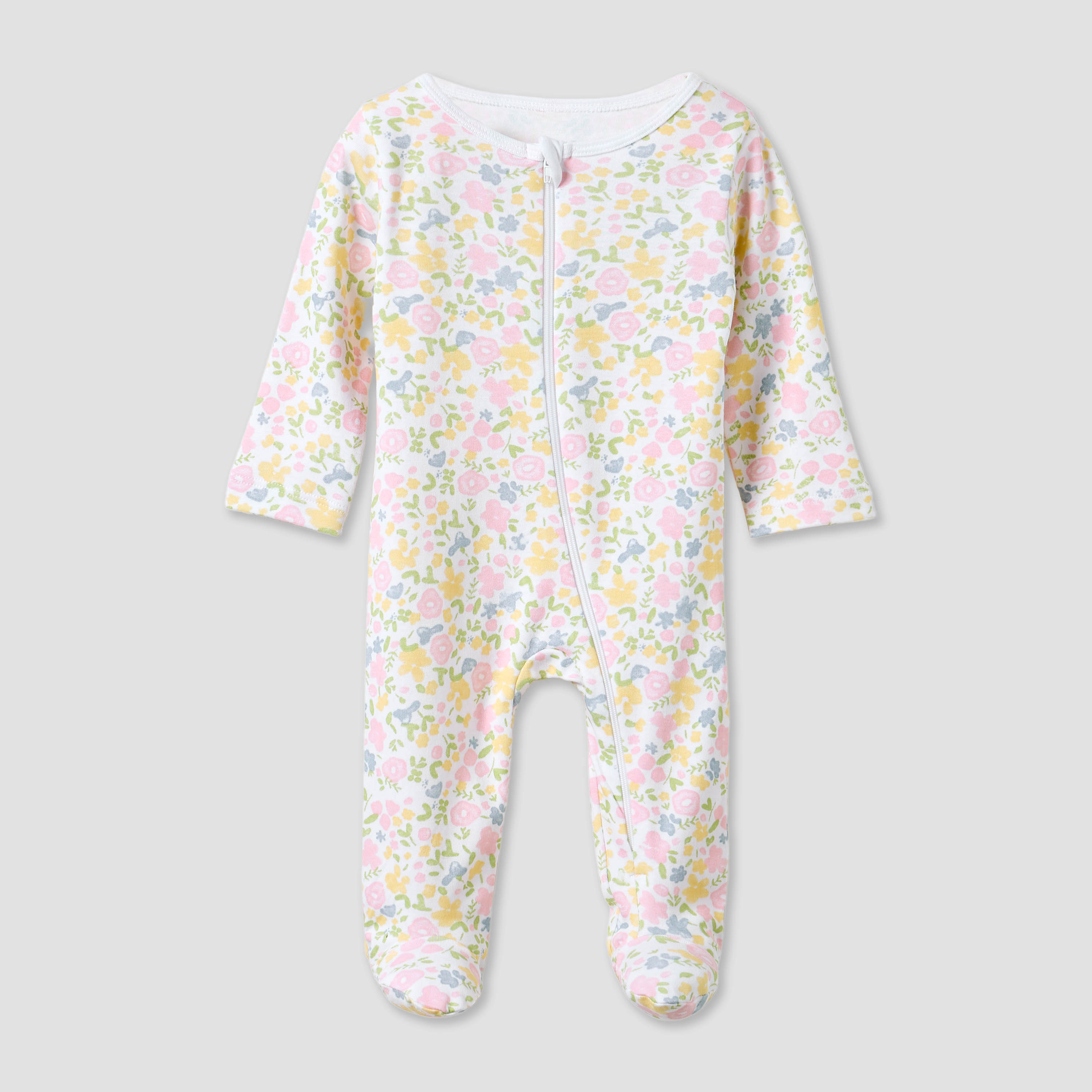 طقم بدلة نوم بياقة مستديرة وسحاب إغلاق وطبعات أزهار من جونيورز - طقم من 5 قطع-baby-girls-clothing-nightwear-sleepsuits-image-5