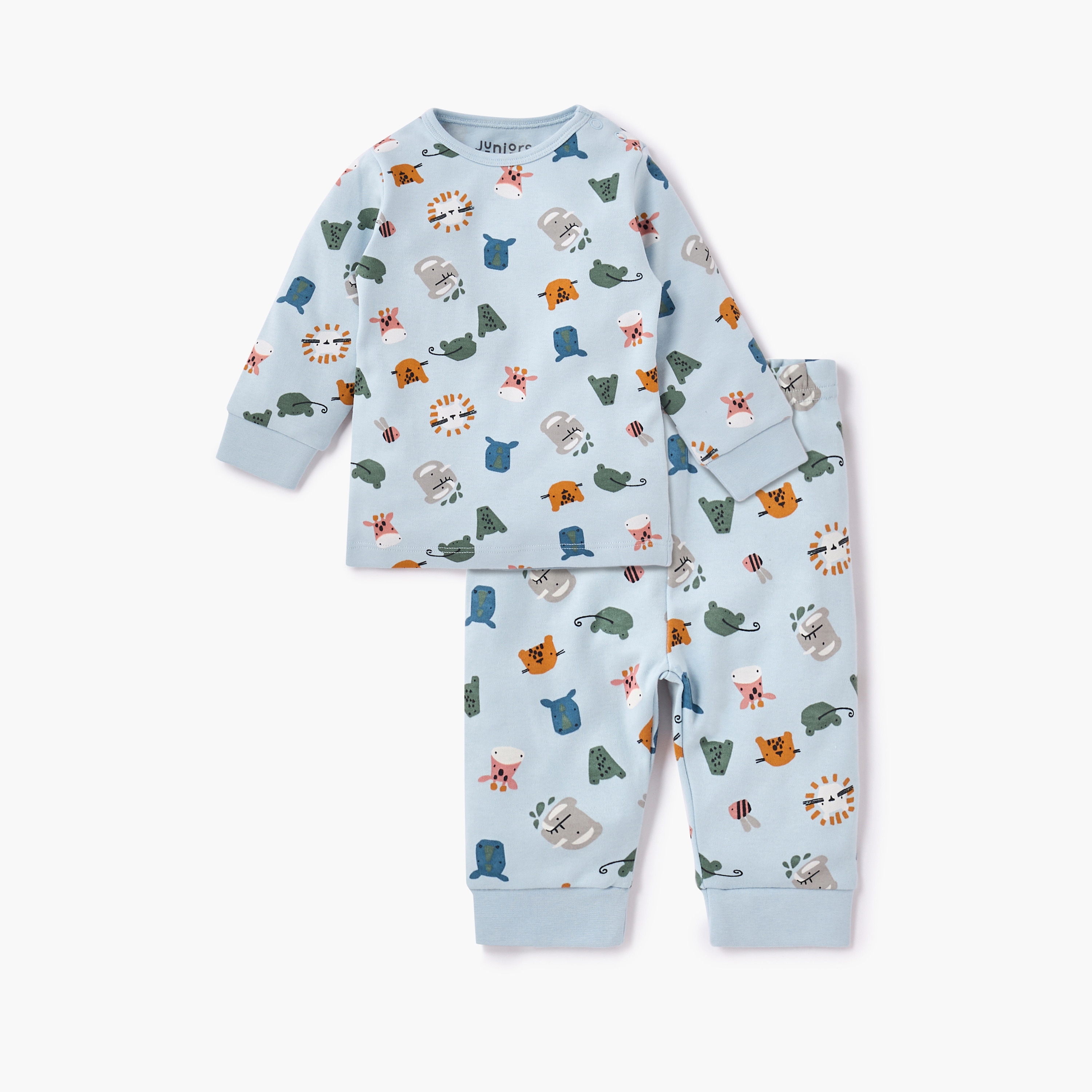 Juniors All-Over Animal Print T-shirt and Pyjama Set-baby-boys-clothing-nightwear-pyjamasets-image-2