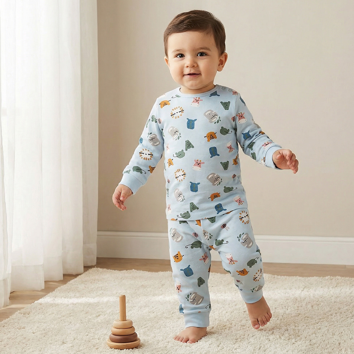 Juniors All-Over Animal Print T-shirt and Pyjama Set-baby-boys-clothing-nightwear-pyjamasets-image-1