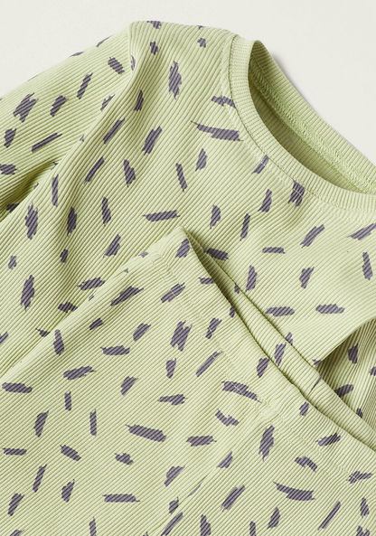 Juniors All-Over Printed Long Sleeves T-shirt and Elasticated Pyjama Set-Pyjama Sets-image-3