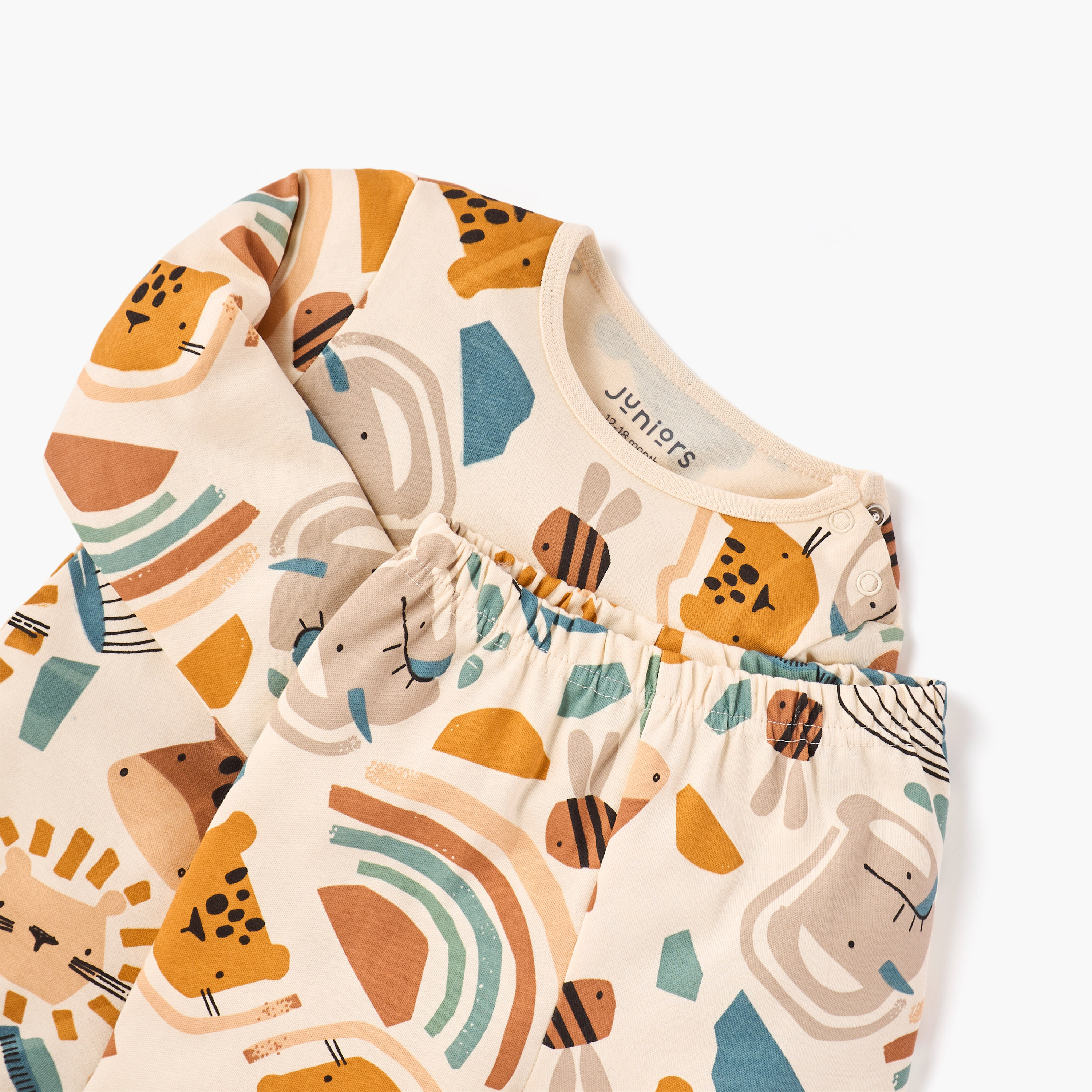 طقم بيجاما وتيشيرت بطبعات حيوانات من جونيورز-baby-boys-clothing-nightwear-pyjamasets-image-2