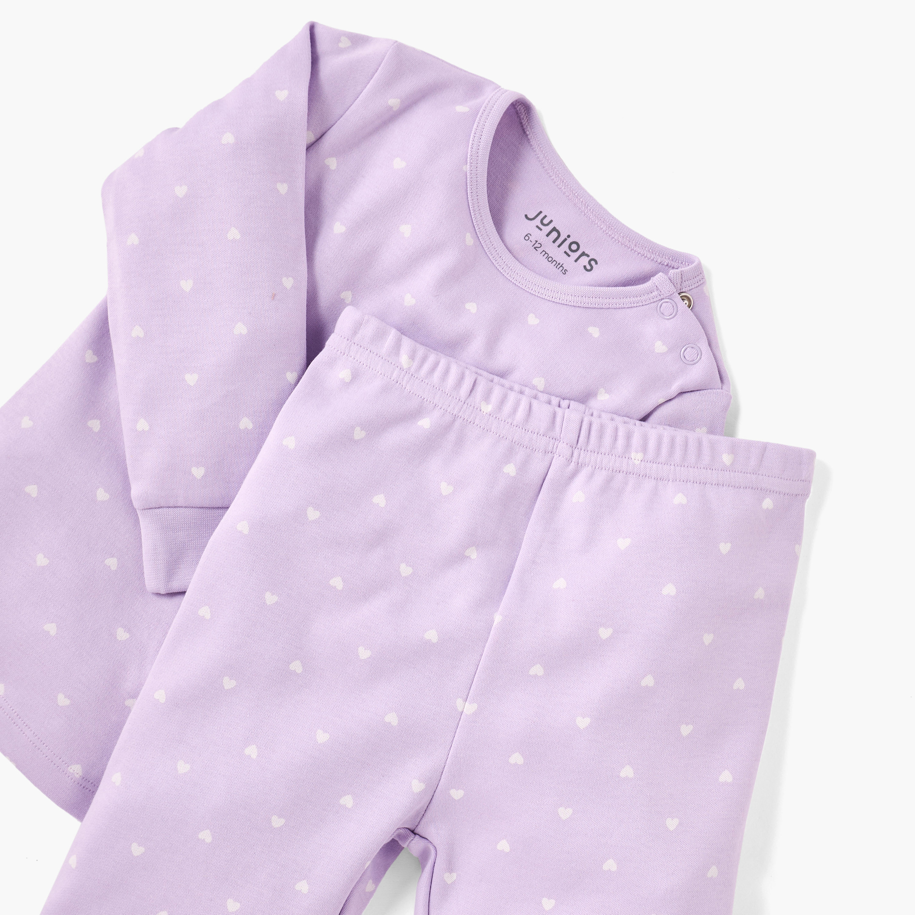 Juniors Heart Print T-shirt and Pyjama Set-baby-girls-clothing-nightwear-pyjamasets-image-4