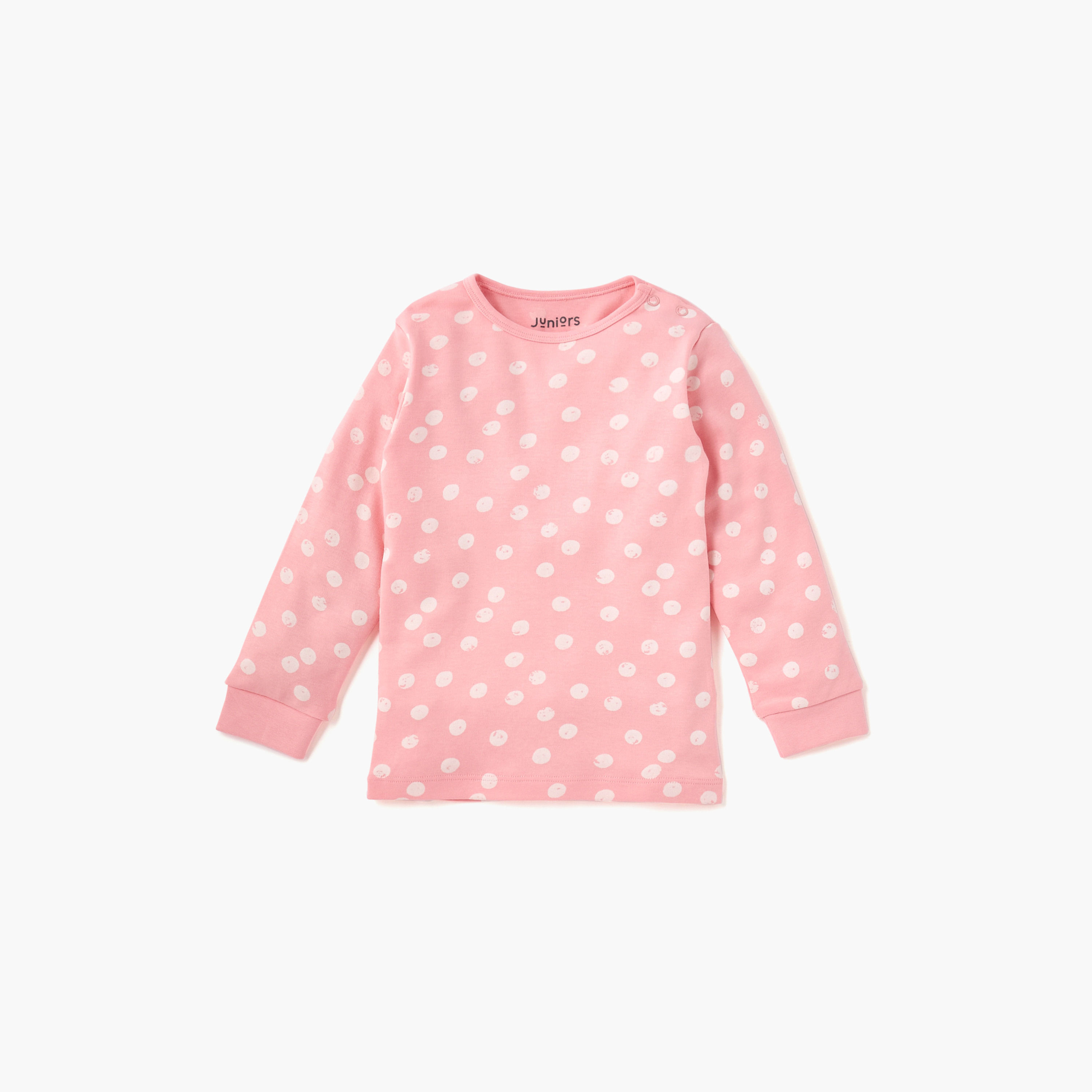 Juniors Polka Dot Print T-shirt and Pyjama Set-baby-girls-clothing-nightwear-pyjamasets-image-3