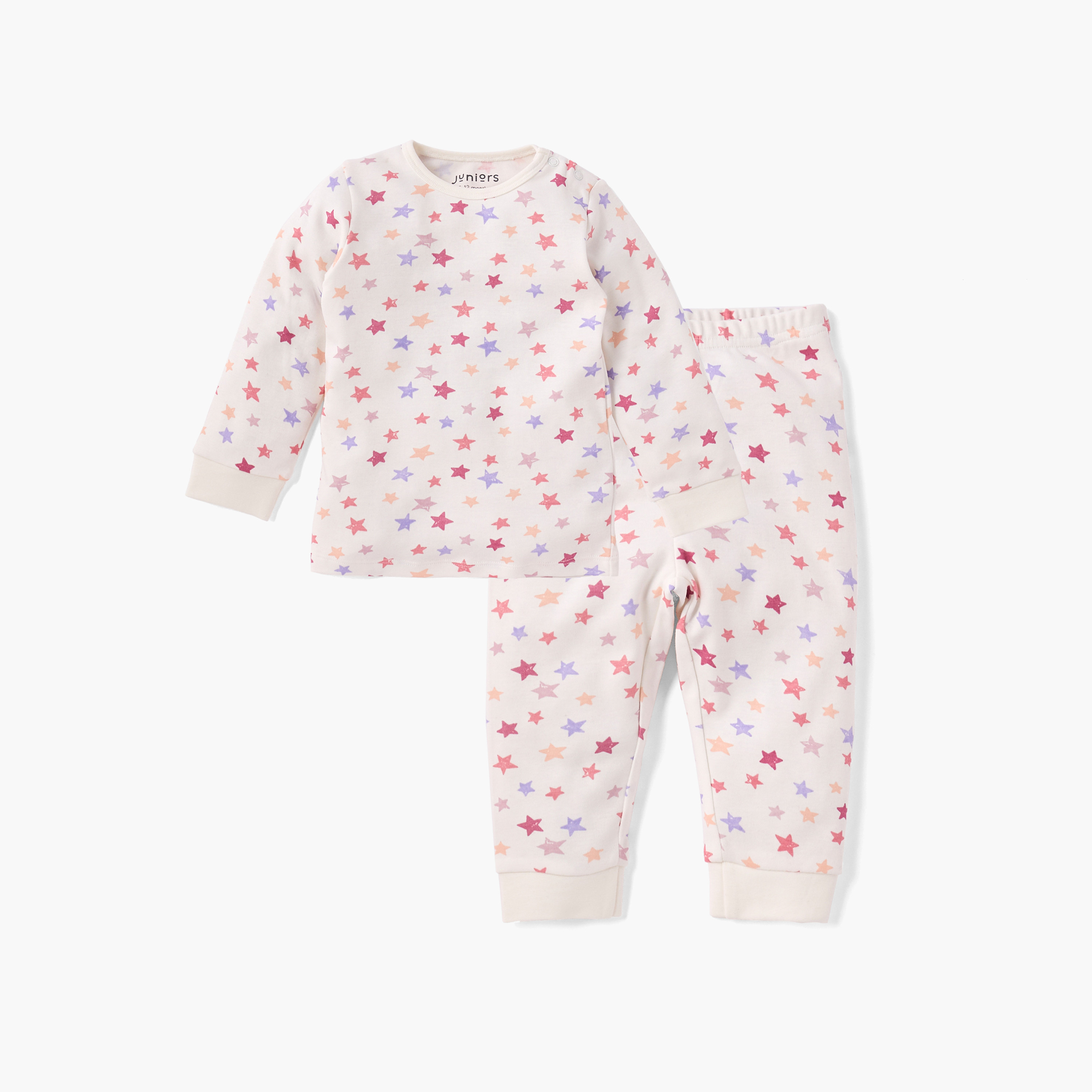 Juniors All-Over Star Print T-shirt and Pyjama Set-baby-girls-clothing-nightwear-pyjamasets-image-2