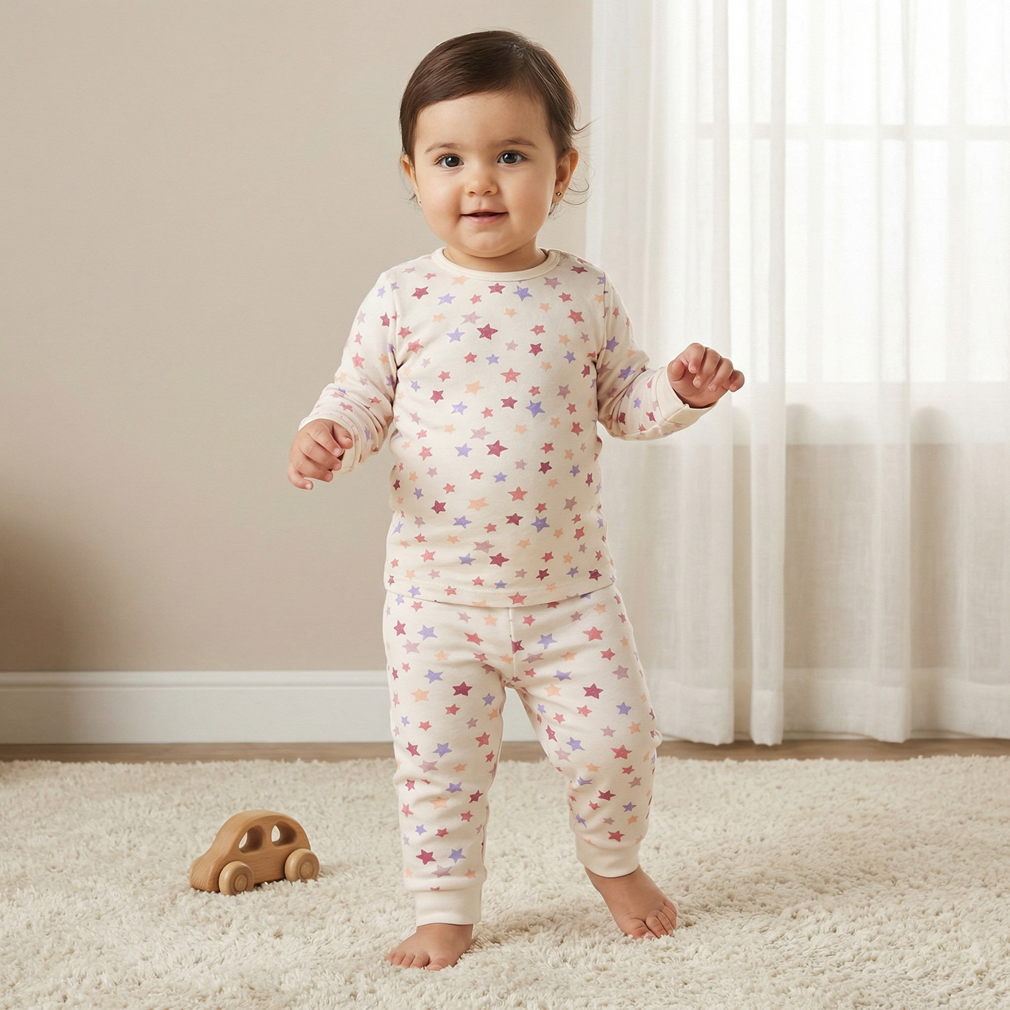 Juniors All-Over Star Print T-shirt and Pyjama Set-baby-girls-clothing-nightwear-pyjamasets-image-1